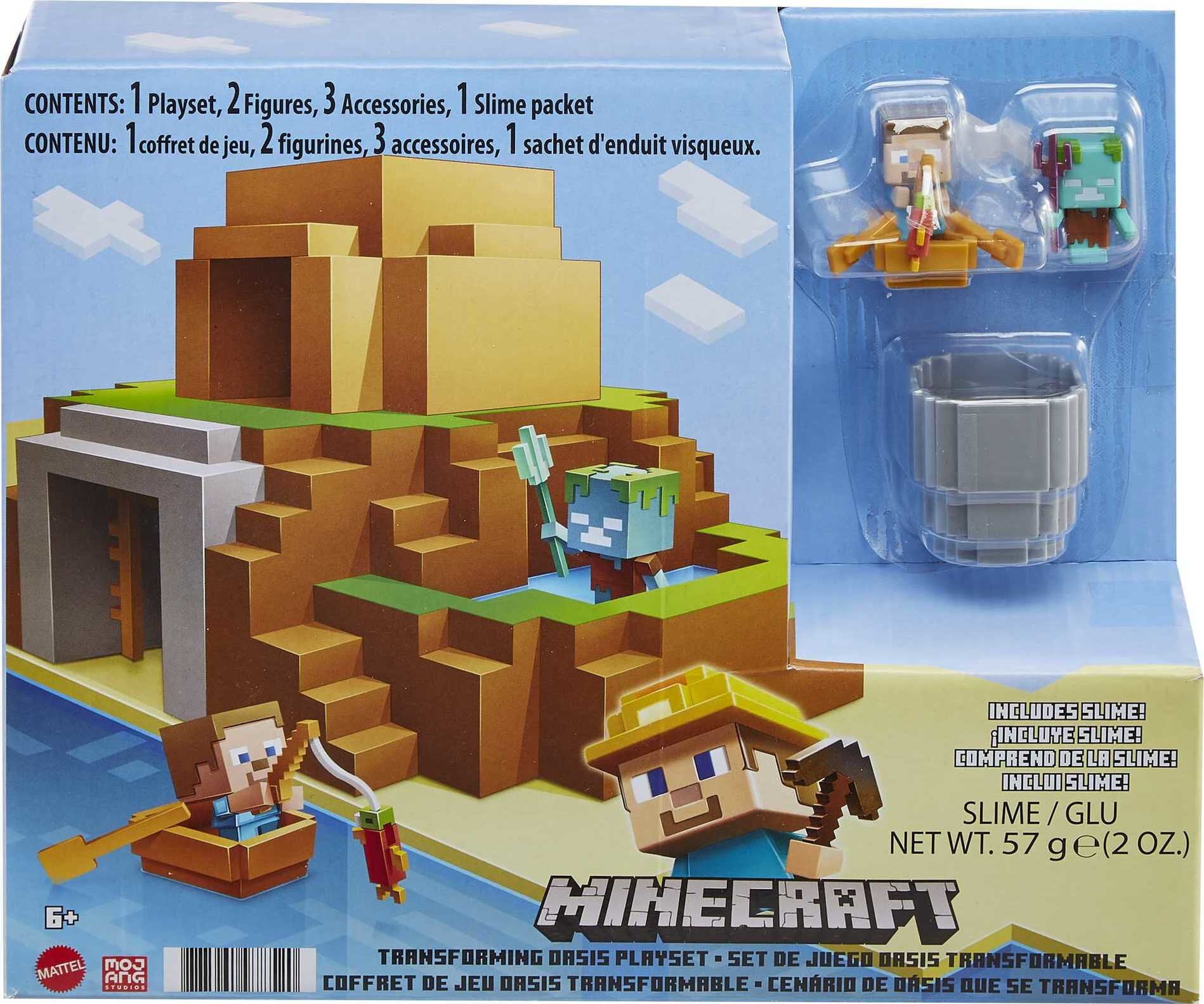 Minecraft Transforming Oasis Playset With Mini Figures Plus Accessories and Slime