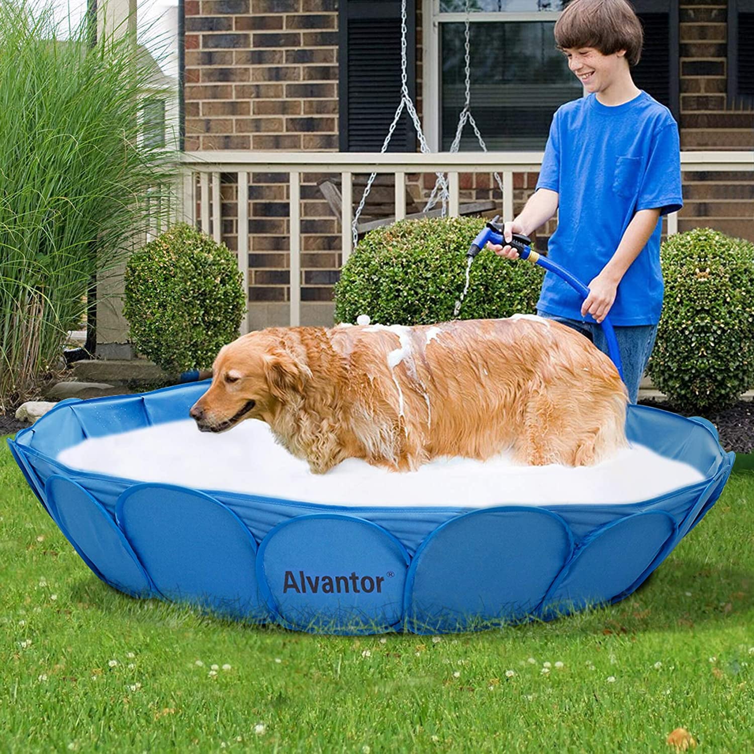 Alvantor Pet Swimming Pool Dog Bathing Tub Kiddie Pools Cat Puppy Shower Spa Foldable Portable Indoor Outdoor Pond Ball Pit 63