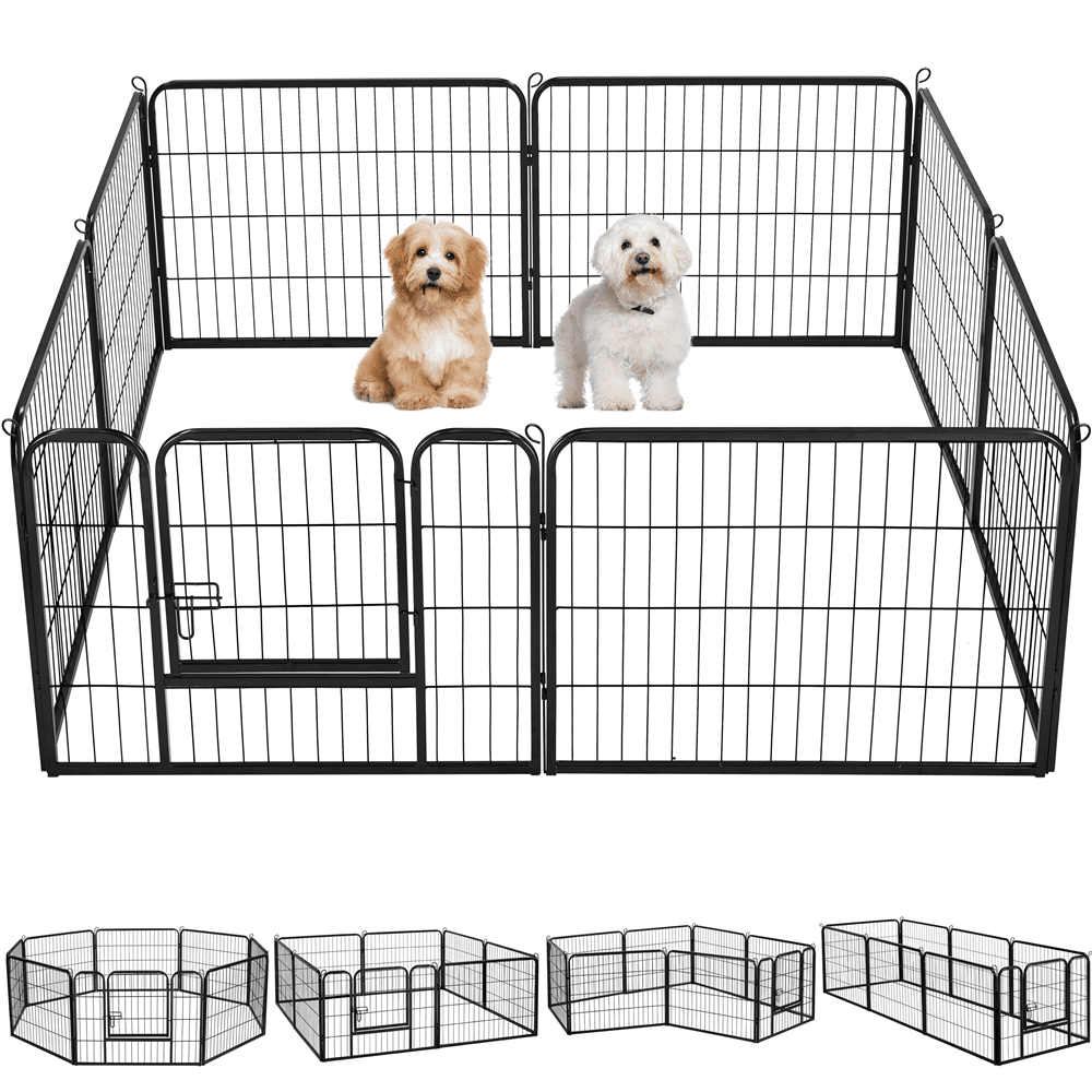 Yaheetech Dog Playpen， Metal， 24''H 8 Panels， Black