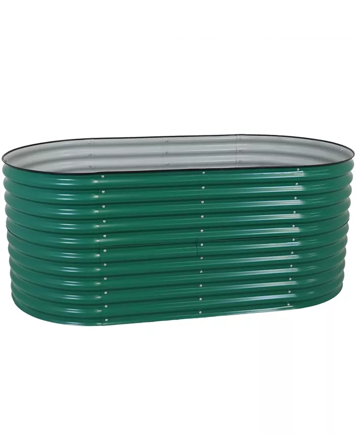 Sunnydaze Decor Galvalume Steel Oval Raised Garden Bed - Green - 79 in x 32 in