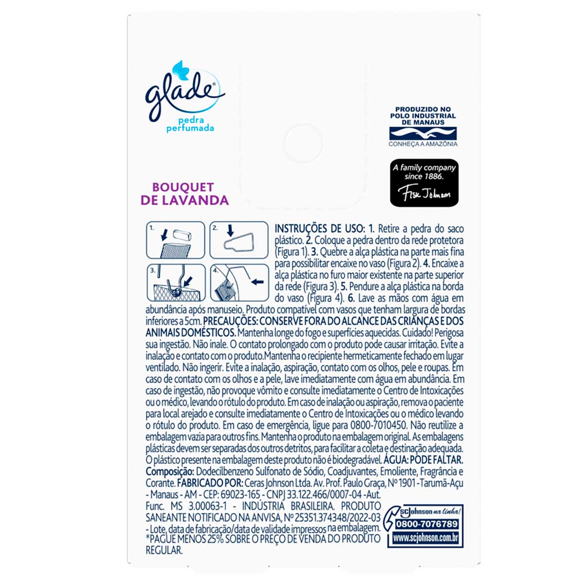 Desodorizador Sanitario Glade Pedra Bouquet de Lavanda 25g 25% Desconto