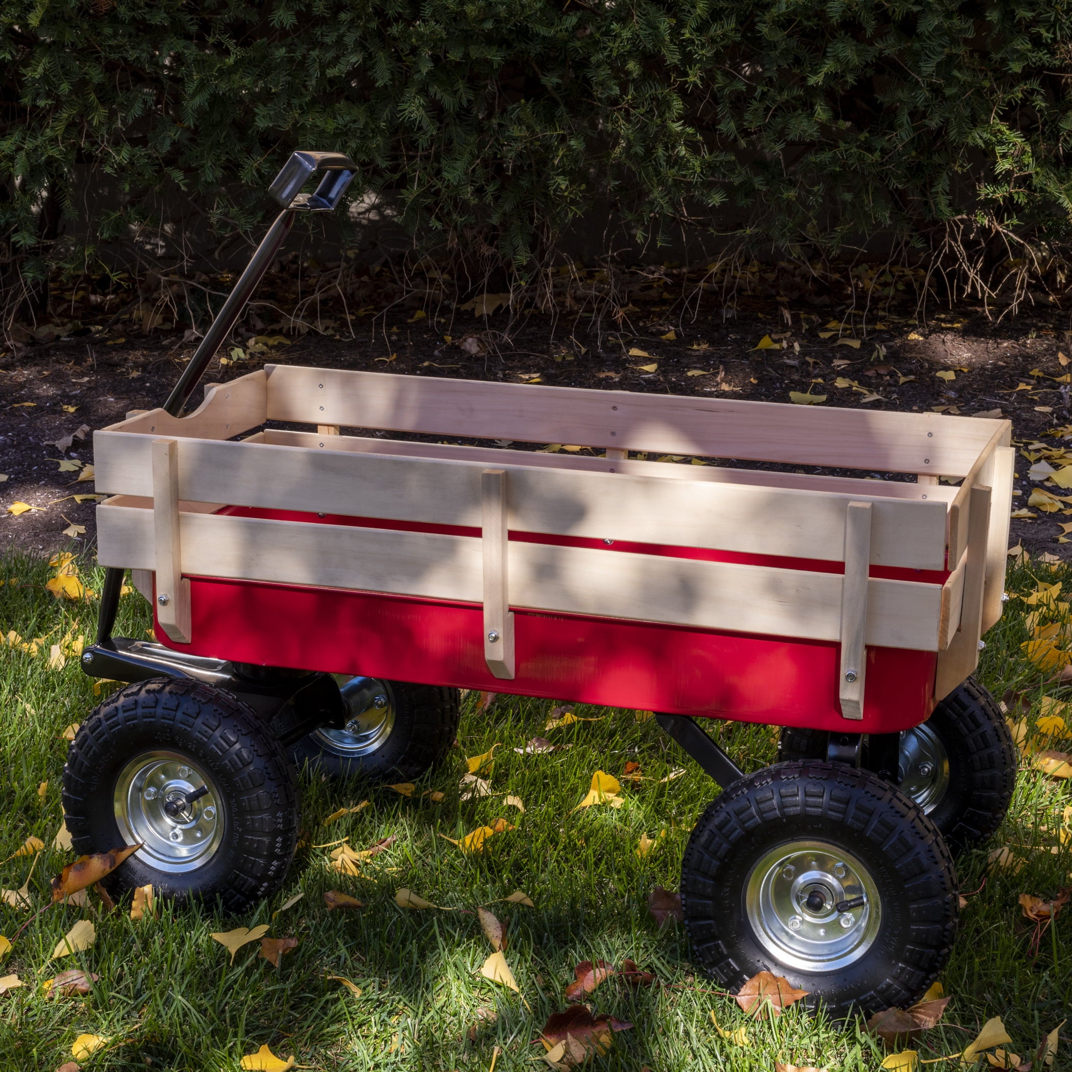 Synergistic Children's Red Metal/Wood Side Rail Wagon-Ages 3 Years an up