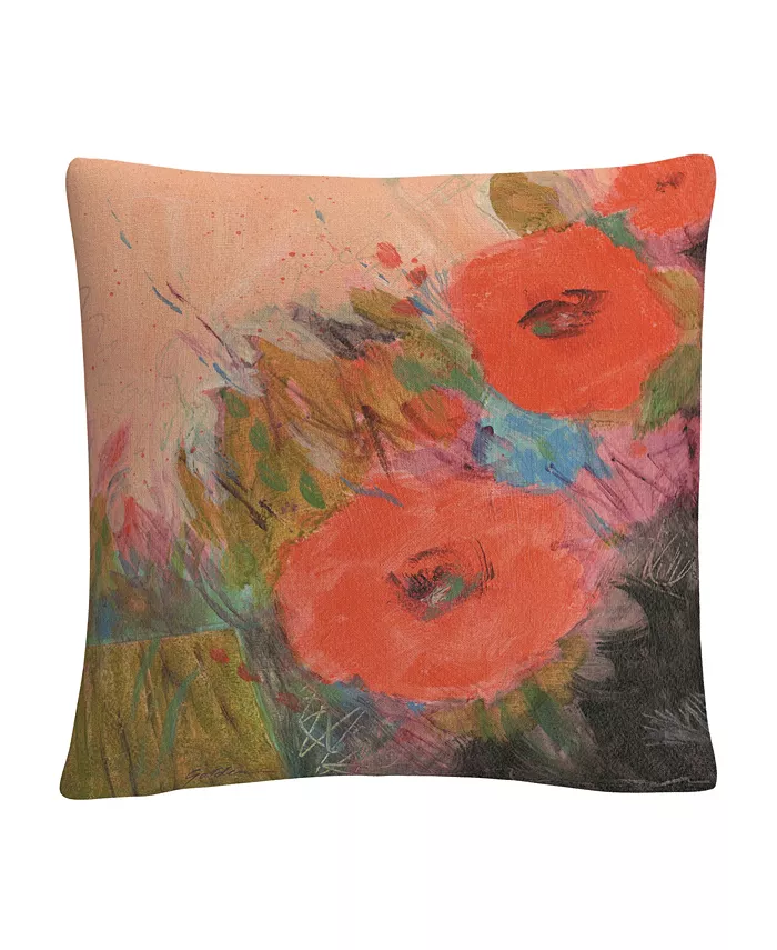 Baldwin Sheila Golden Through The Garden Bold Floral Motif Decorative Pillow， 16