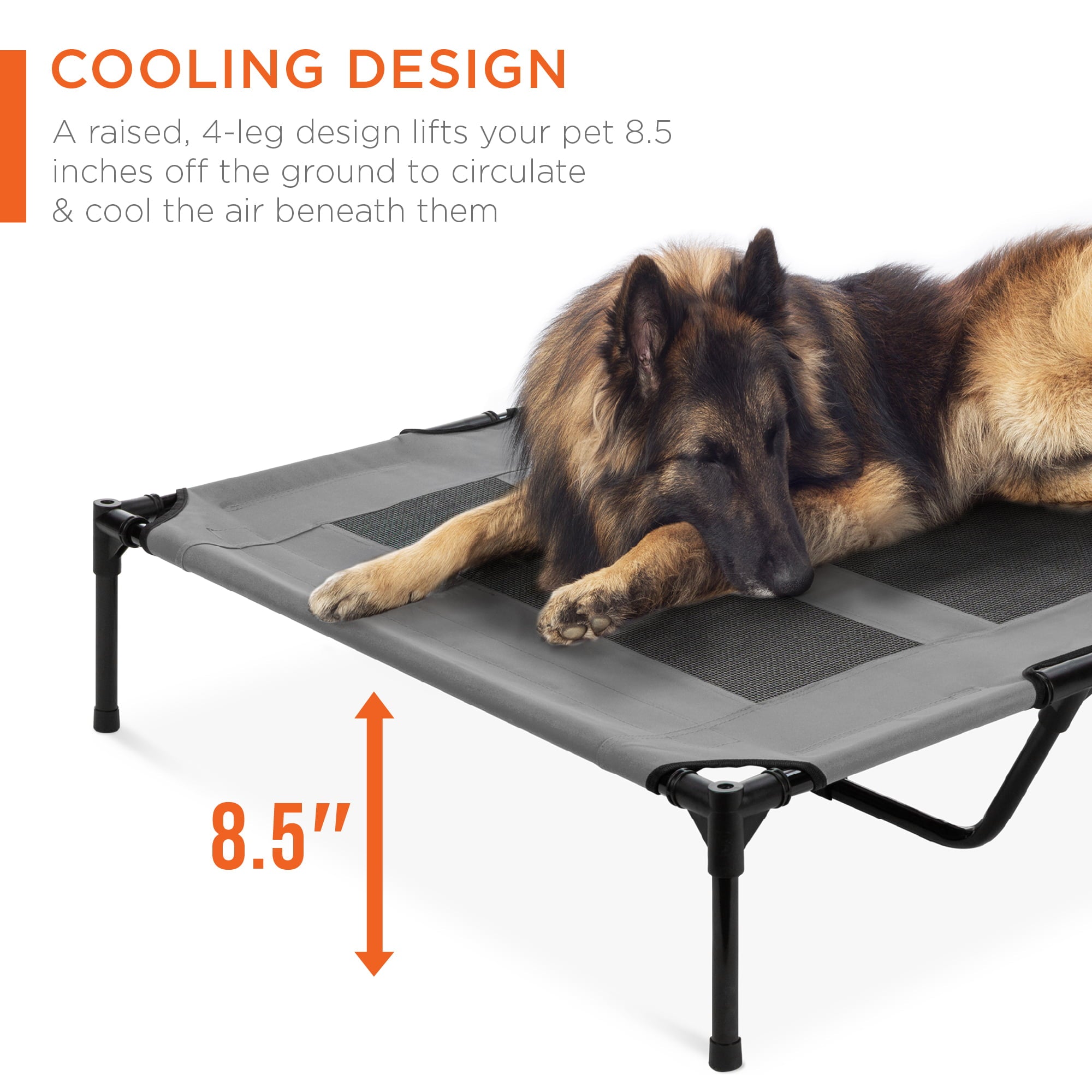 Best Choice Products 48in Elevated Cooling Dog Bed， Outdoor Raised Mesh Pet Cot w/ Removable Canopy， Carrying Bag - Gray