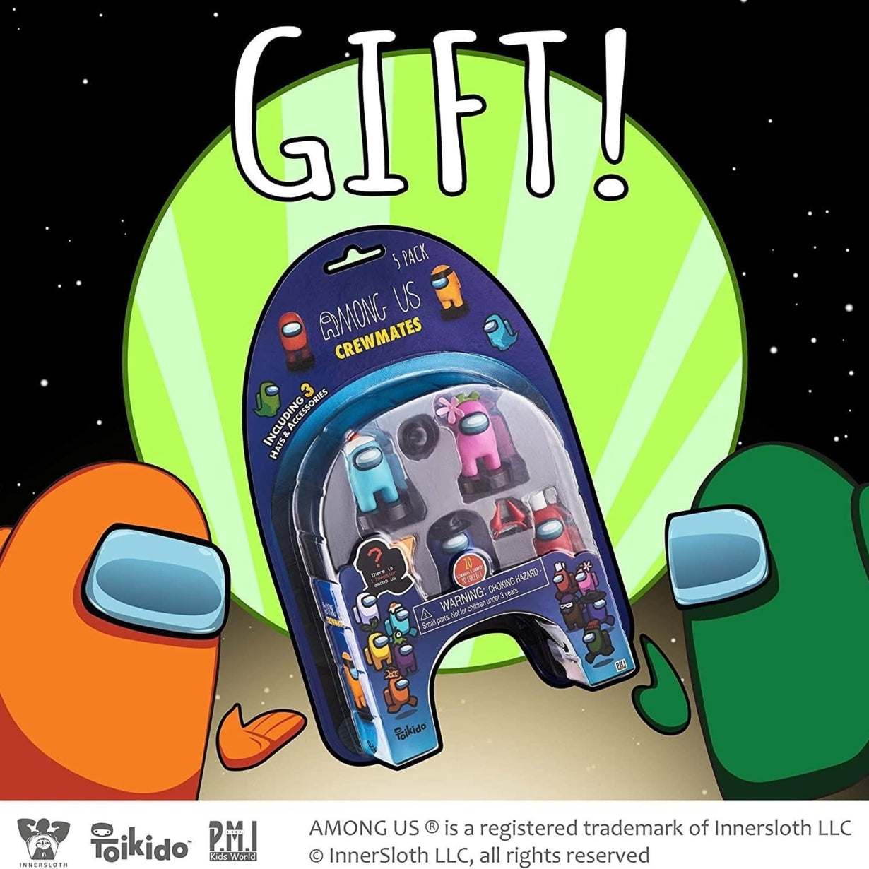 Among Us Crewmates Stampers 5pk Fortegreen Lime Brown Orange Game Figure Set PMI International