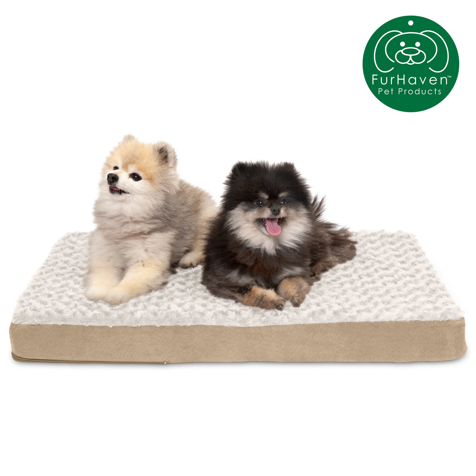 FurHaven Pet Products | Deluxe Cooling Gel Memory Foam Orthopedic Ultra Plush Mattress Pet Bed for Dogs and Cats， Cream， Medium