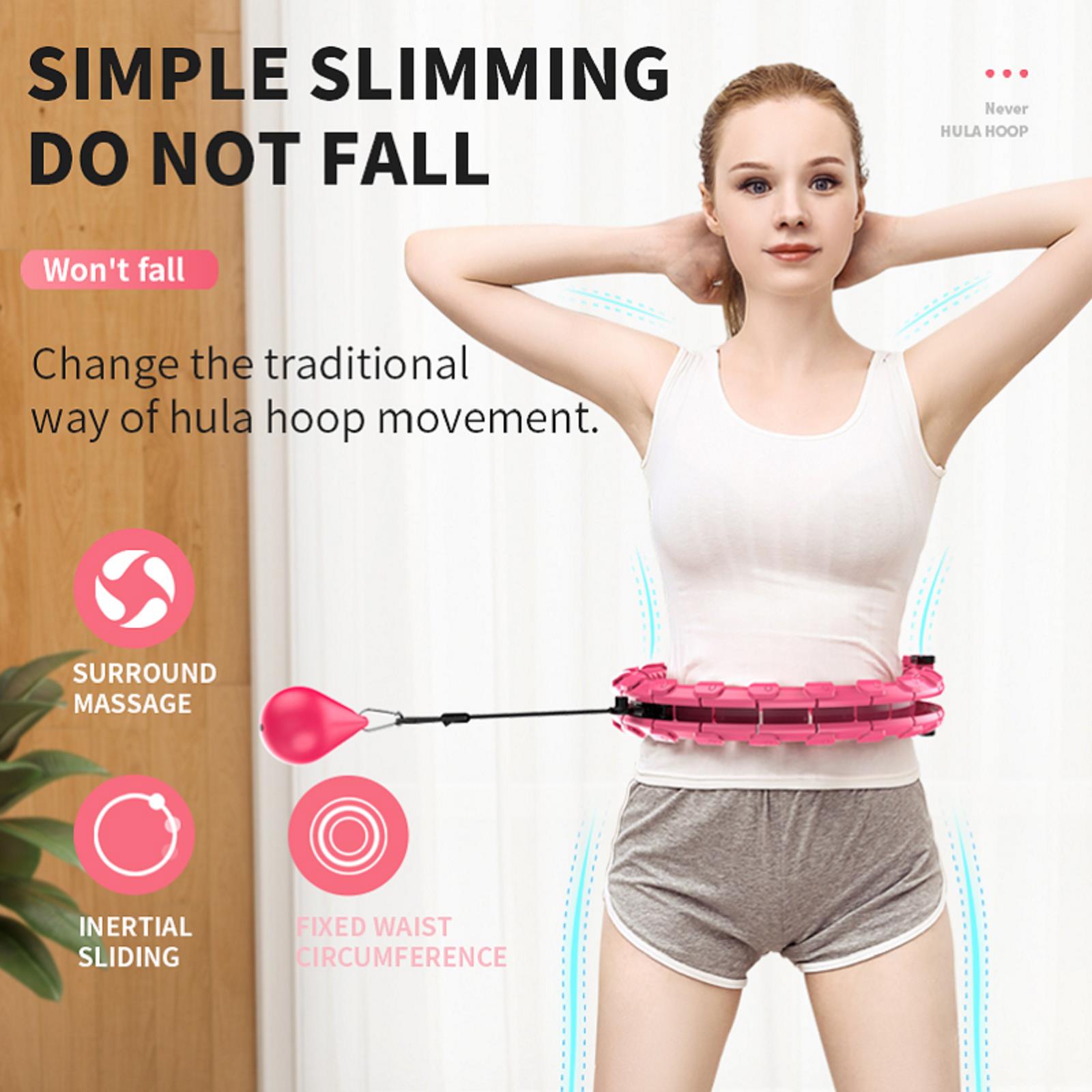 Weighted Hula Exercise Fit Hoops Plus Size， 2 in 1 Weight Loss 24 Detachable Knots Hoops Adjustable Auto-Spinning Ball Abdomen Fitness Equipment for Adult