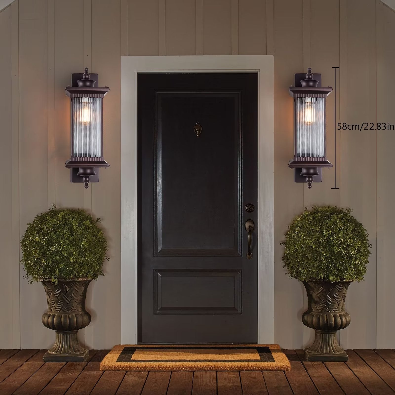 Waterproof Outdoor Wall Lanterns Sconces, Garage Patio Front Porch Exterior Wall Lamp with Seeded Glass Shade E27 Base Hardwired Installation