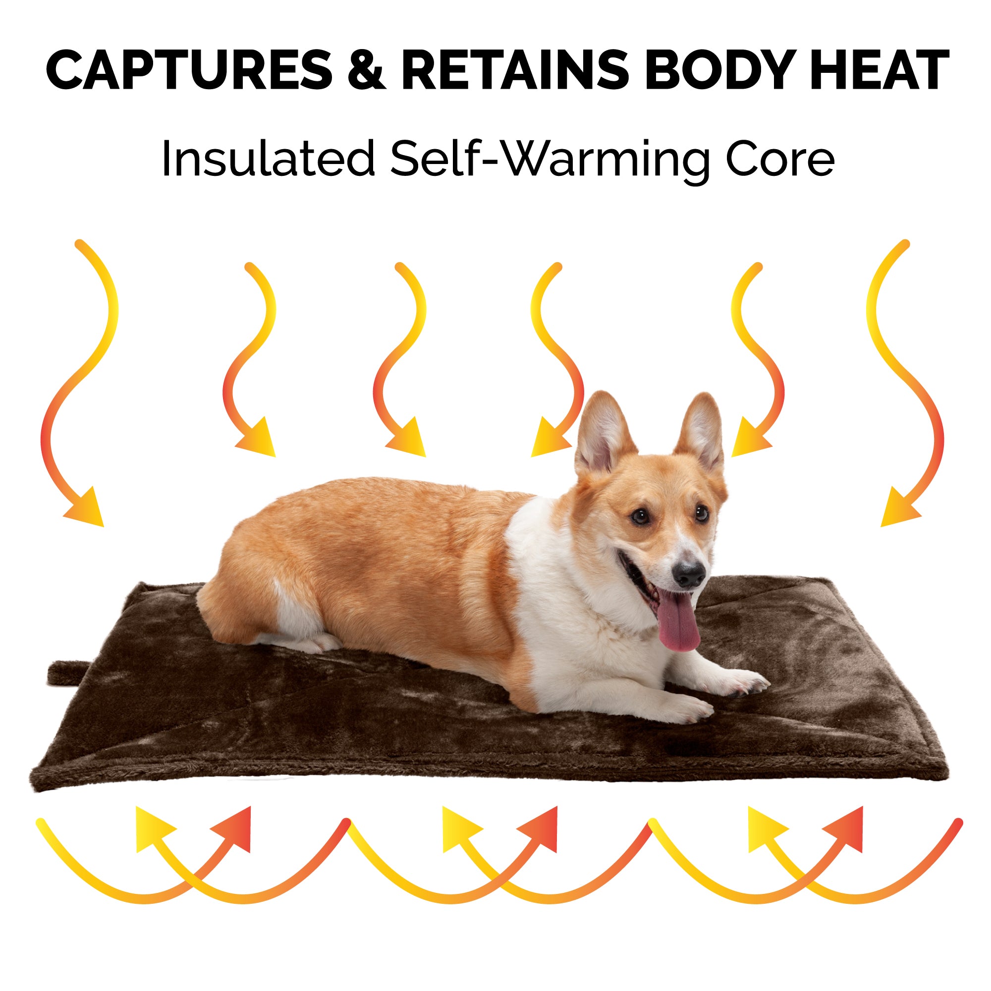 FurHaven Pet Heating Pad | ThermaNAP Faux Fur Self-Warming Pet Bed Mat， Espresso， Large