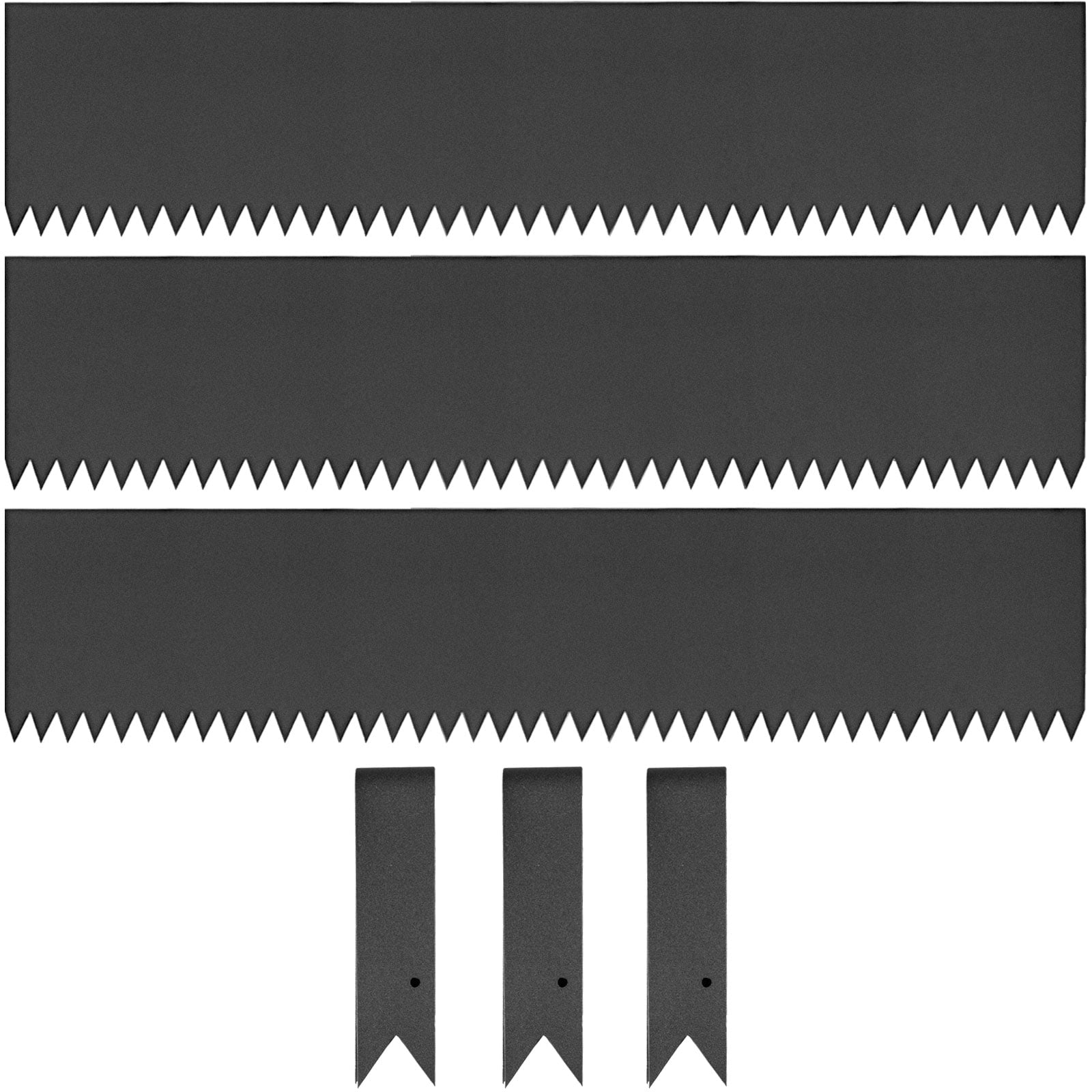 VEVOR 8" x 40" Black Steel Garden Border Edging 3pcs Steel Lawn Landscape Edging, Black