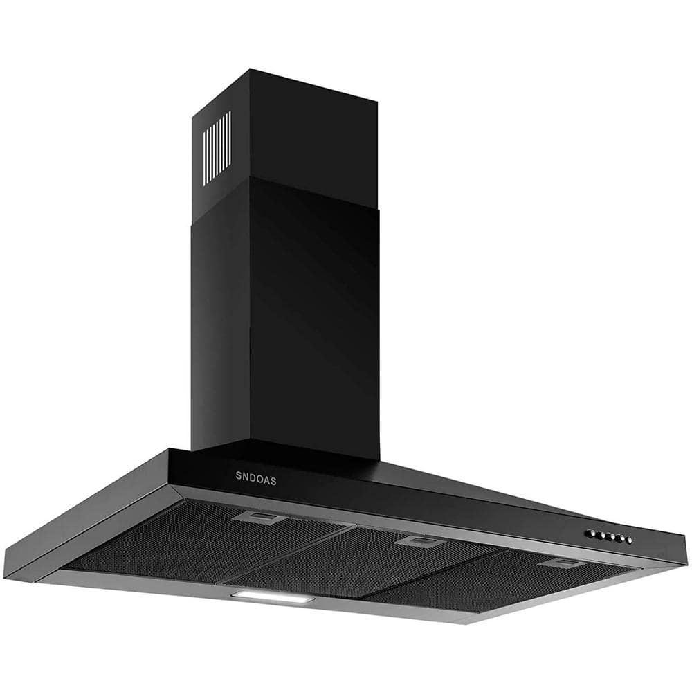 36 in 450 CFM Convertible Wall Mount Range Hood in Black Stainless Steel