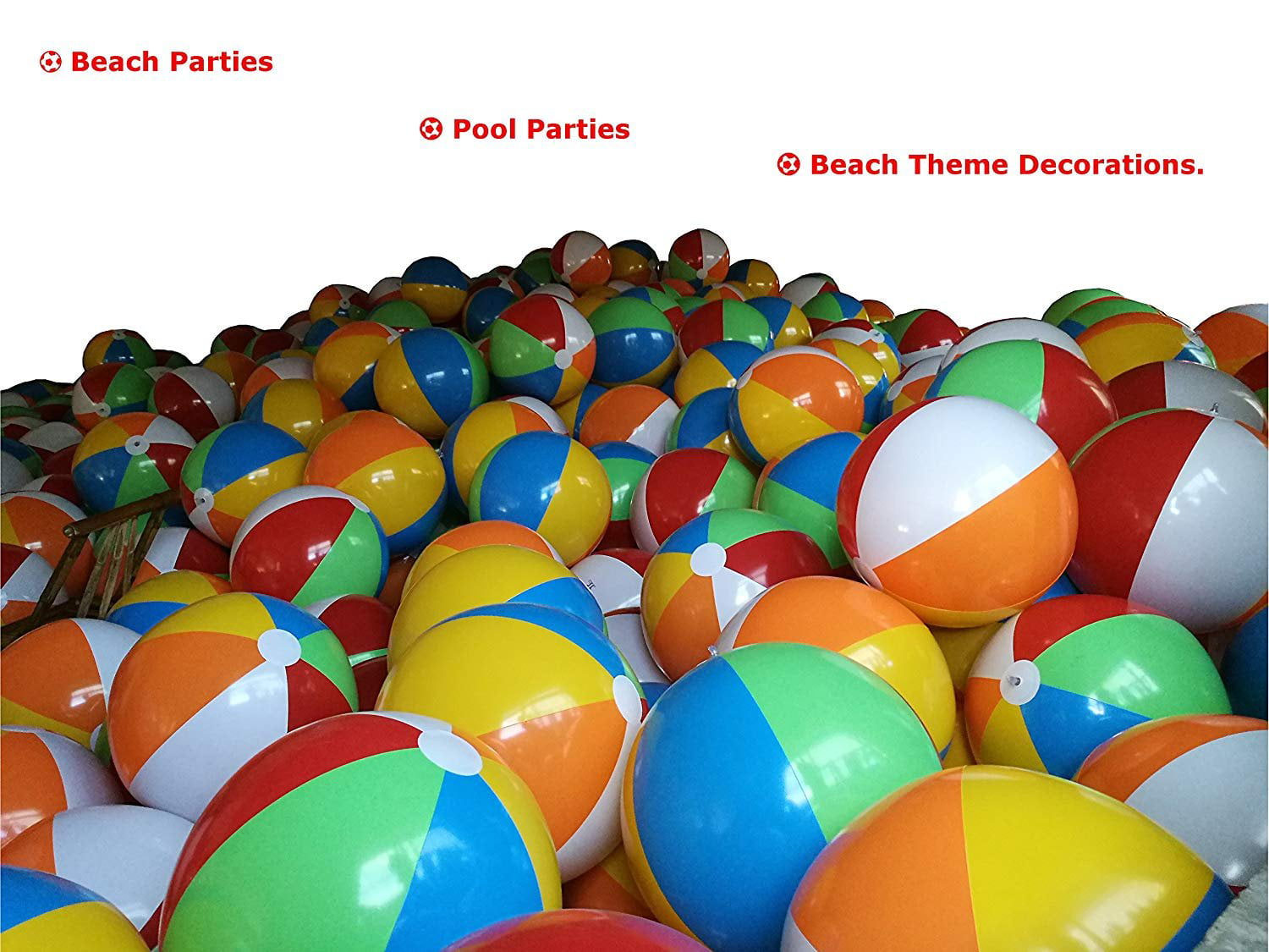 Fun Land 24 inch Pack of 6 Jumbo Colorful Beach Balls Rainbow Color Beach Balls 24