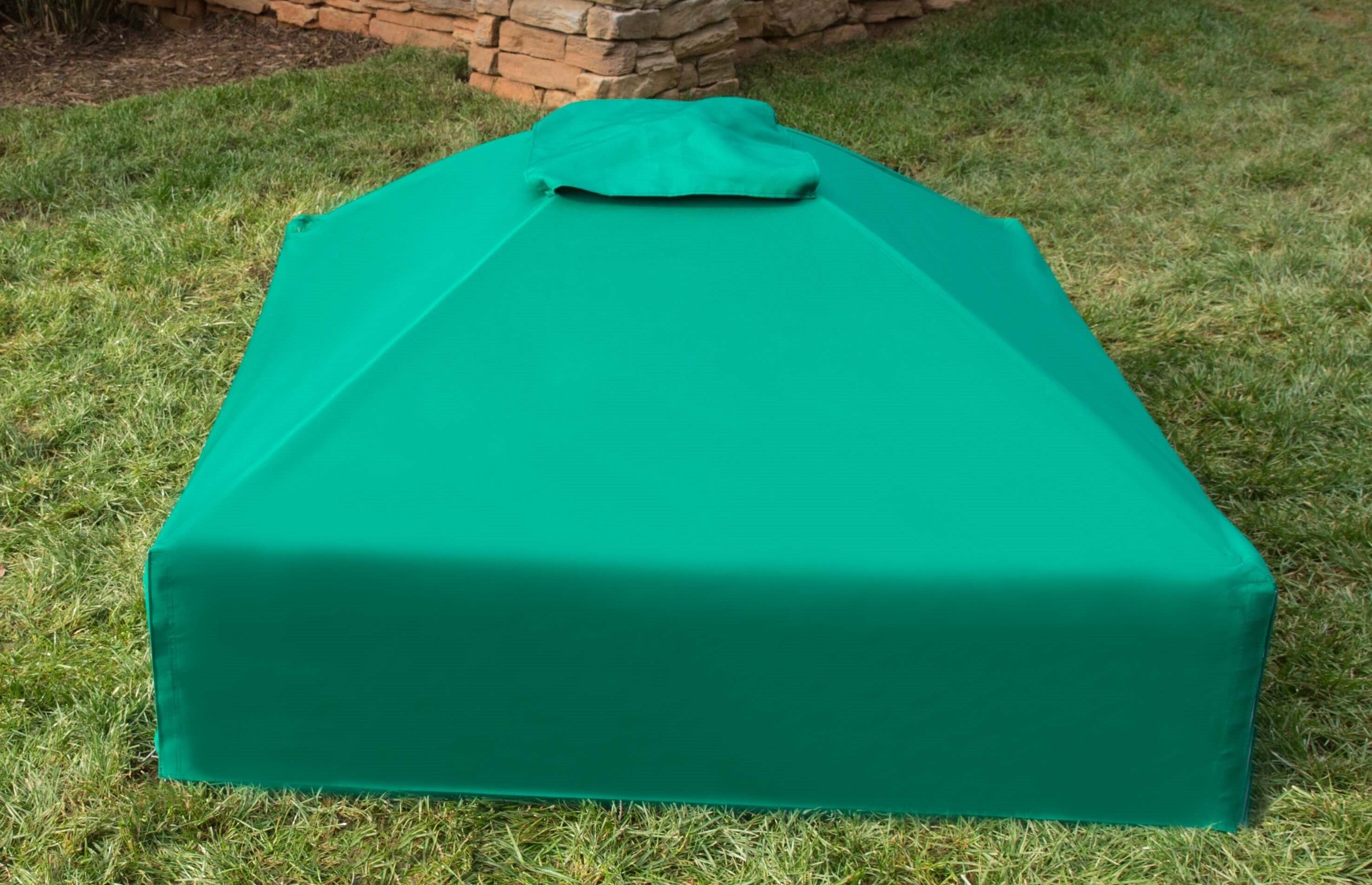 Frame It All Tool-Free Classic Sienna 4ft. x 4ft. x 5.5in. Composite Square Sandbox Kit with Telescoping Canopy/Cover - 2