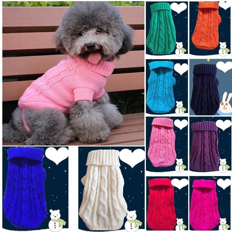 Pet Dog Cat Knitted Jumper Winter Warm Sweater Puppy Coat Jacket Clothes Costume NEW