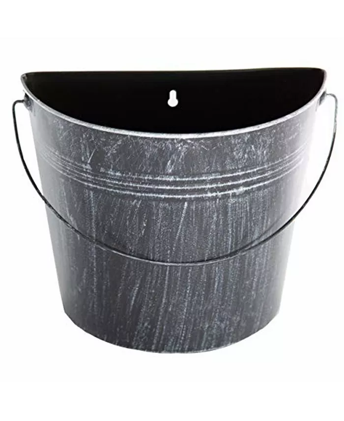 Gardener's Select Farmhouse Half Round Wall Bucket， Black