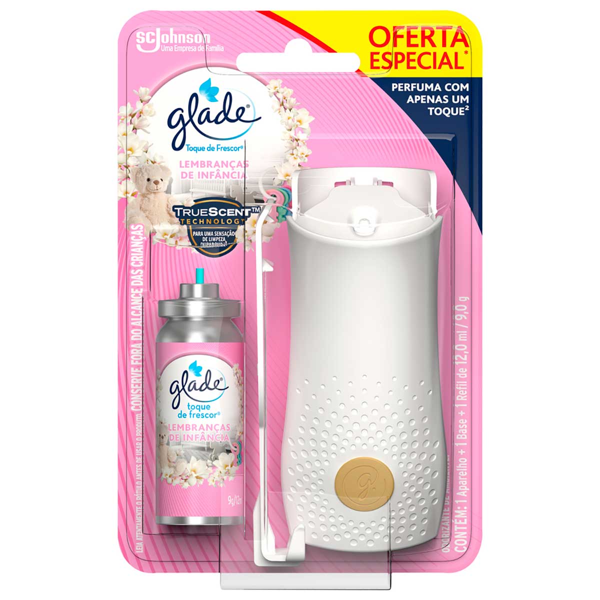 Desodorizador Glade Toque de Frescor Aparelho + Refil Lembrancas de Infancia 12ml Oferta Especial