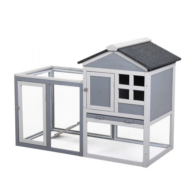 Indoor Outdoor Rabbit Hutch， Bunny Cage with Run， Pull Out Tray， Guinea Pig House for Small Animals XH