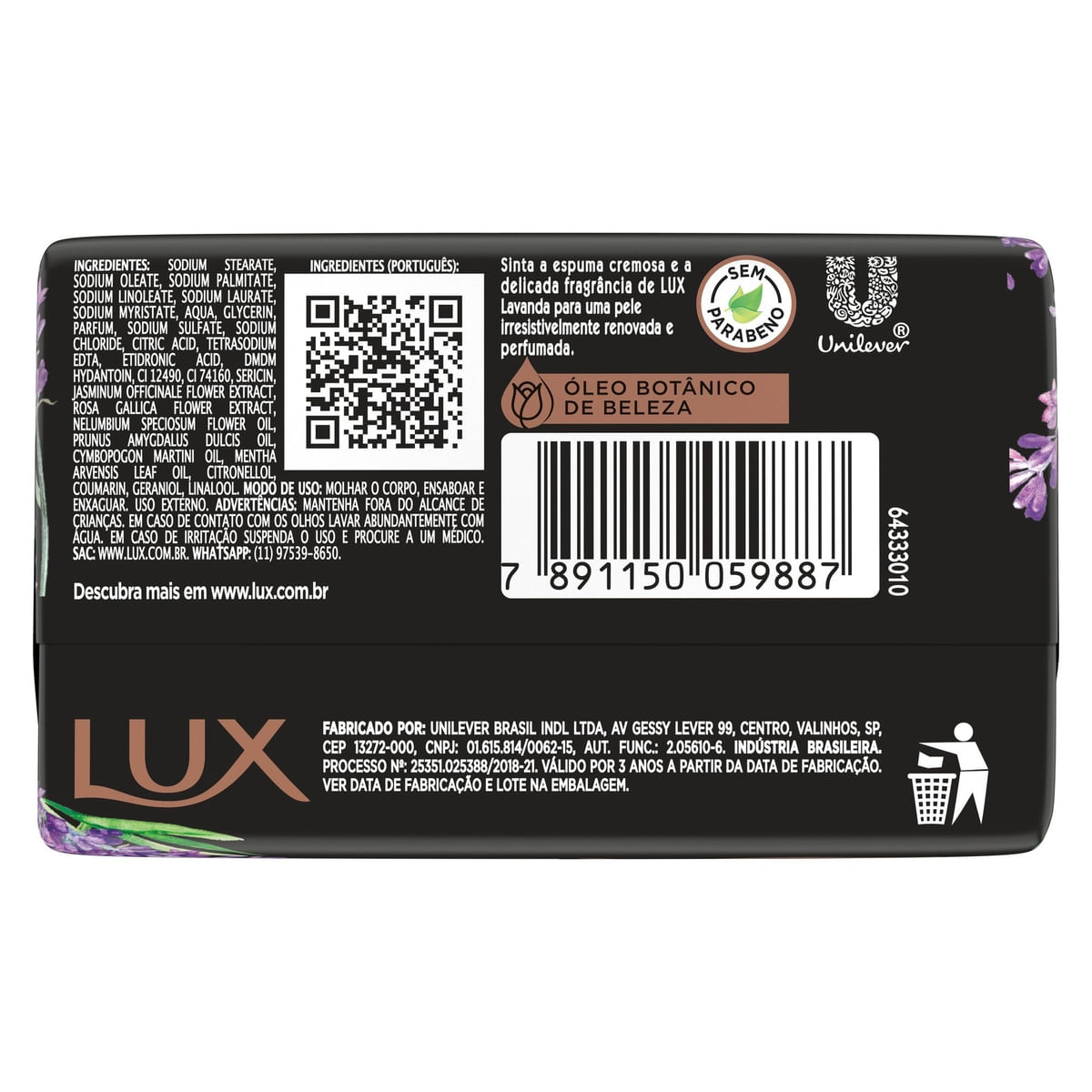 Sabonete em Barra Corporal Lux Botanicals Lavanda 85g