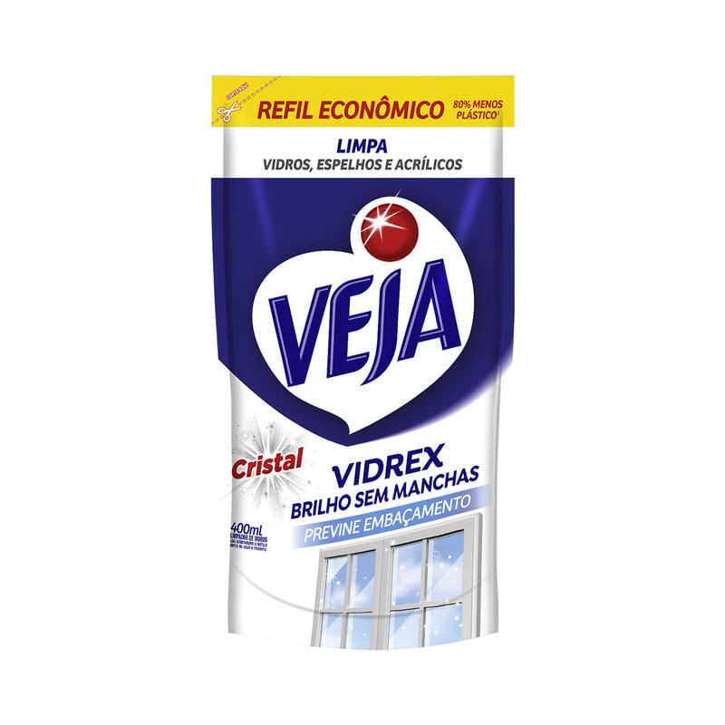 Limpa Vidros Veja Vidrex Cristal Refil 400ml