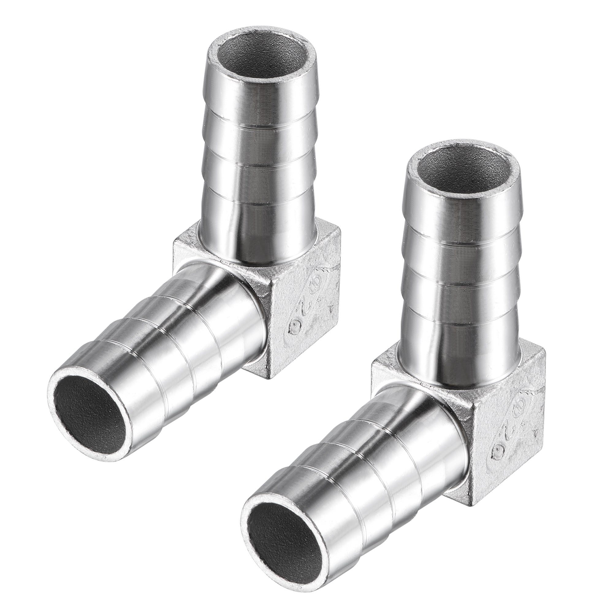 Uxcell Stainless Steel 59x59x20mm Elbow Barb Hose Fitting Polishing 2 Pack