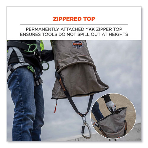 Ergodyne Arsenal 5976 XL Hoist Bucket Tool Bag with Swiveling Carabiner and Zipper Top | 16 x 16 x 20， Gray | EGO15976