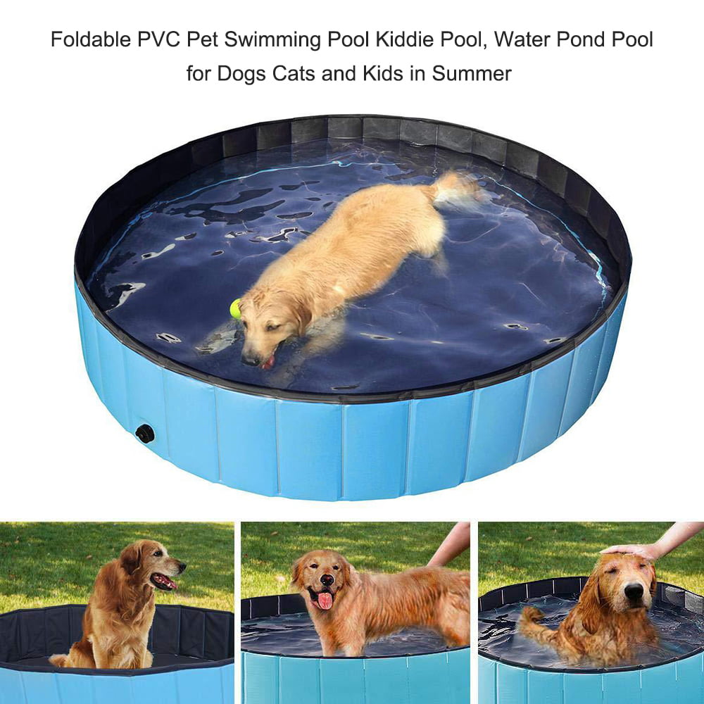 Eccomum Swimming Pool Foldable Dog Pool PVC Kiddie Pool for Dogs Cats and Kids， Blue， 62.88