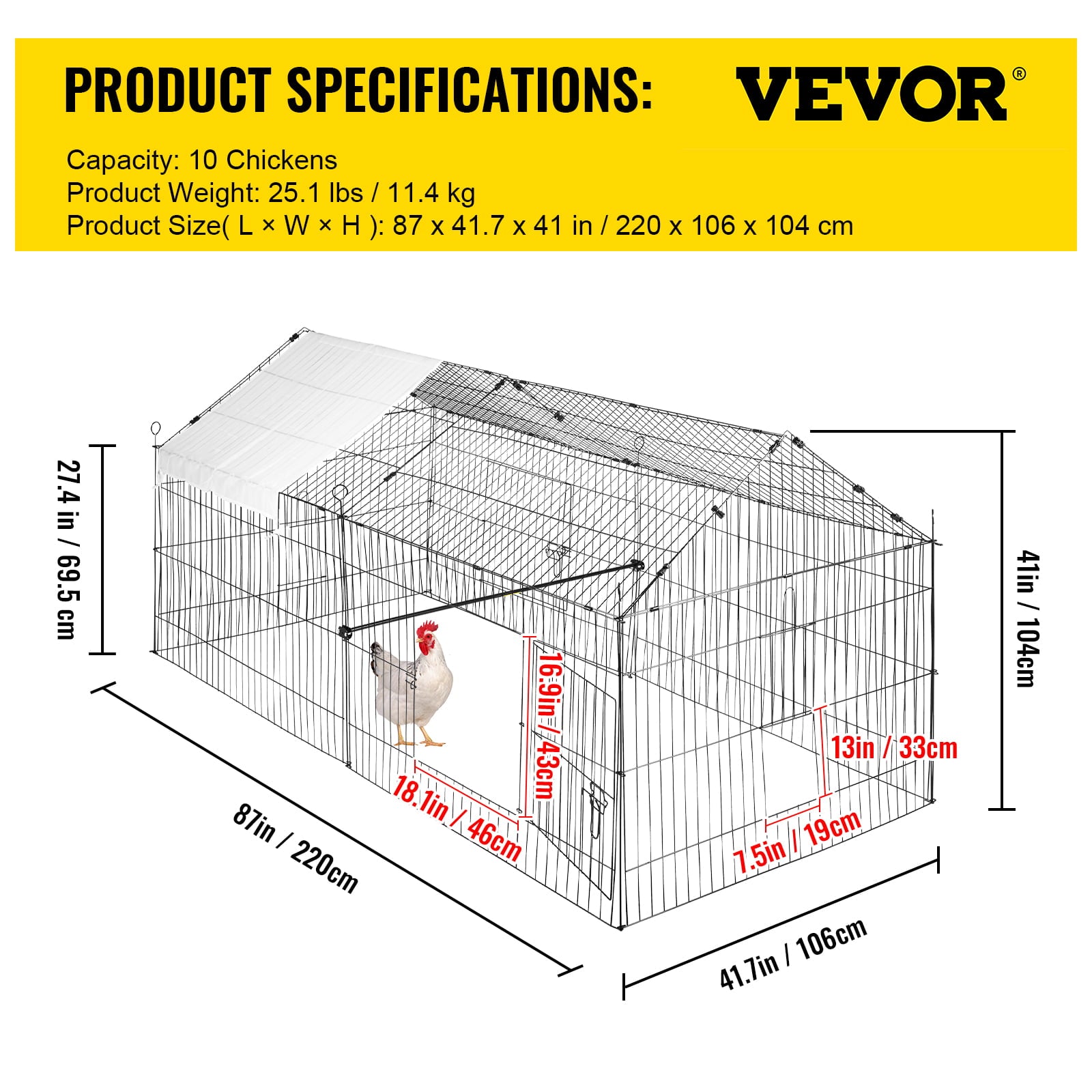 VEVOR Chicken Run Coop， 87