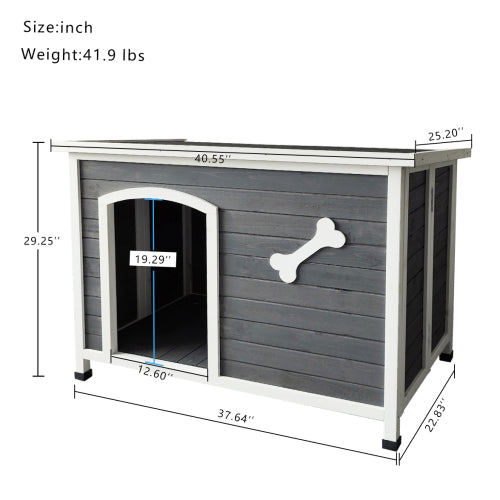 Outdoor Dog House， Large Wooden Waterproof Dog Cage， Windproof Warm Dog Kennel Easy to Assemble