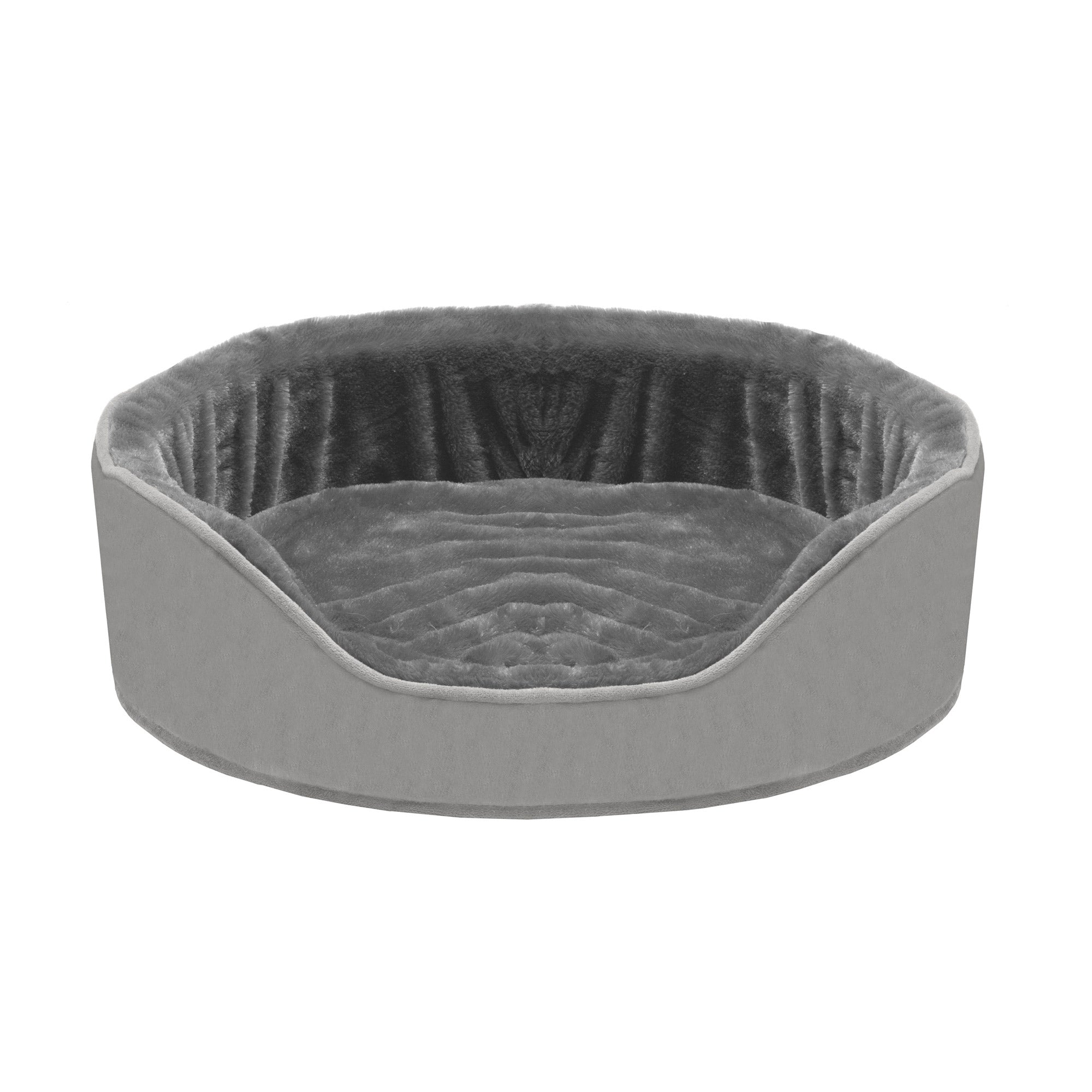 FurHaven | Orthopedic Plush and Velvet Oval Pet Bed for Dogs and Cats， Smoke Gray， Medium