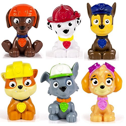 Paw Patrol Mini Figures Set of 6 - Rocky， Zuma， Skye， Rubble， Marshall and Chase
