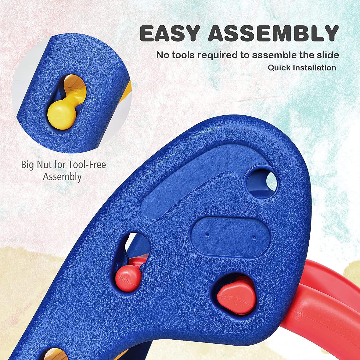 Baby Joy Folding Slide， Indoor First Slide Plastic Play Slide Climber Kids (Ellipse Rail)