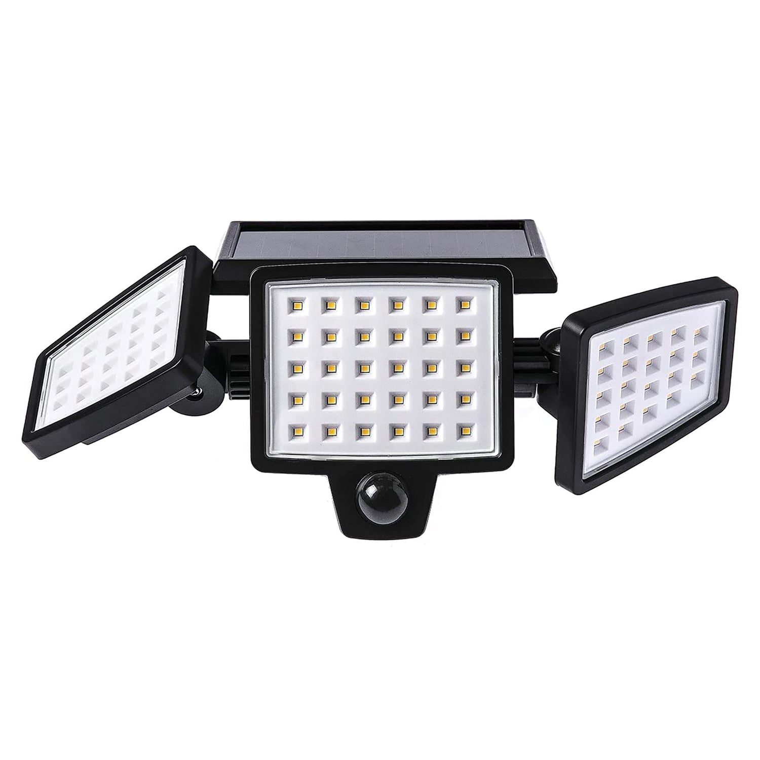 Home Zone Security Solar Triple Head Flood Lights - 3500K， 1000 Lumens， Adjustable Angle， 2-Pack