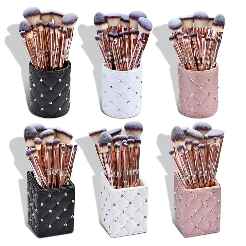 14pcs Rose Gold Diamond Cosmetic Brushes Set Shiny Rhinestone Makeup Brush Set