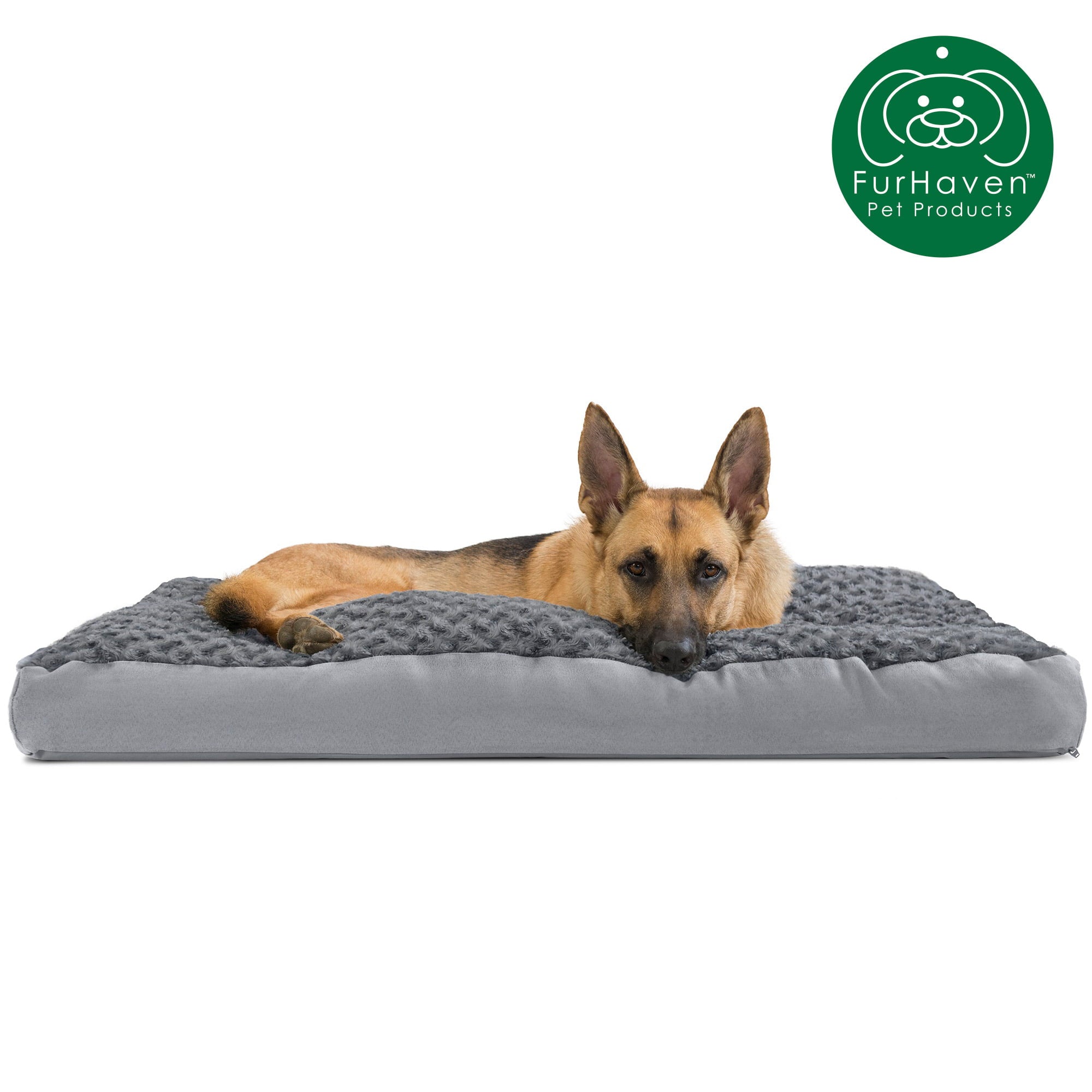 FurHaven Pet Products | Deluxe Plush Pillow Pet Bed for Dogs and Cats， Gray， Extra Large