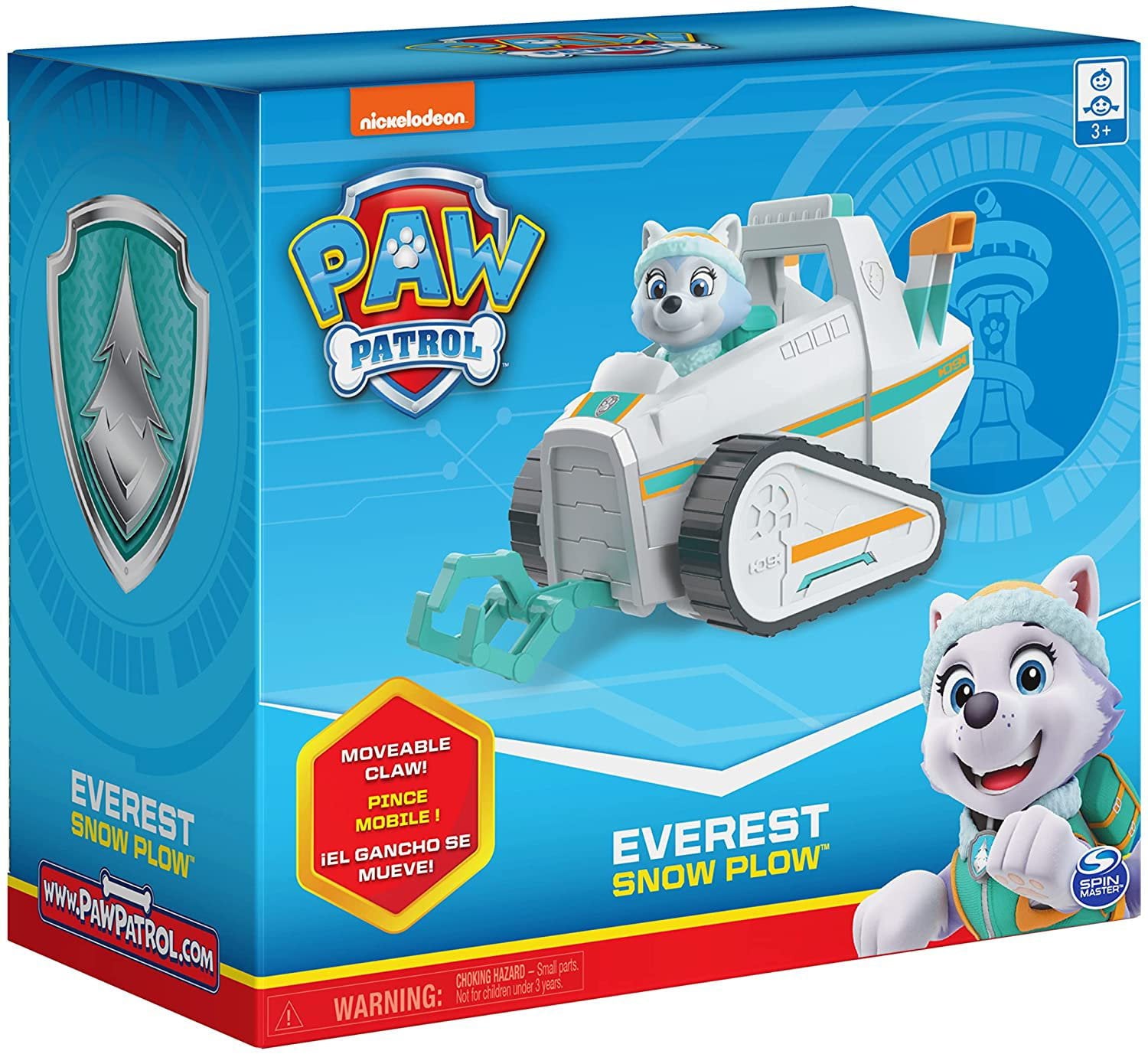 PAW Patrol， Everestâ€™s Snow Plow Vehicle with Collectible Figure， for Kids Aged 3 and Up