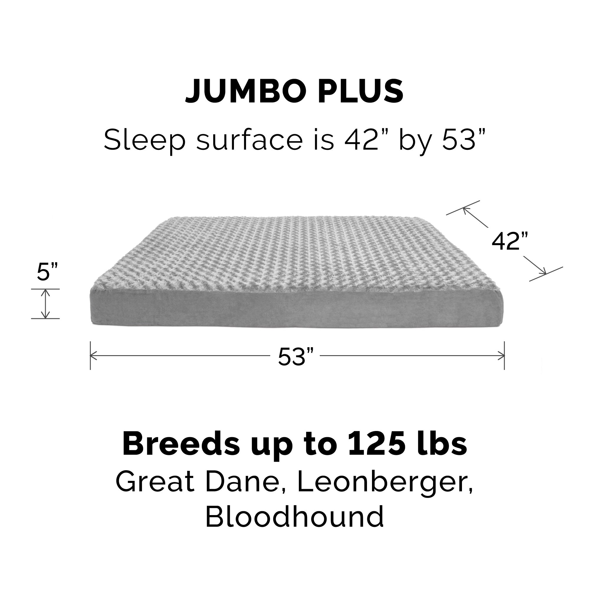 FurHaven | Deluxe Full Support Orthopedic Ultra Plush Mattress Pet Bed for Dogs and Cats， Gray， Jumbo Plus