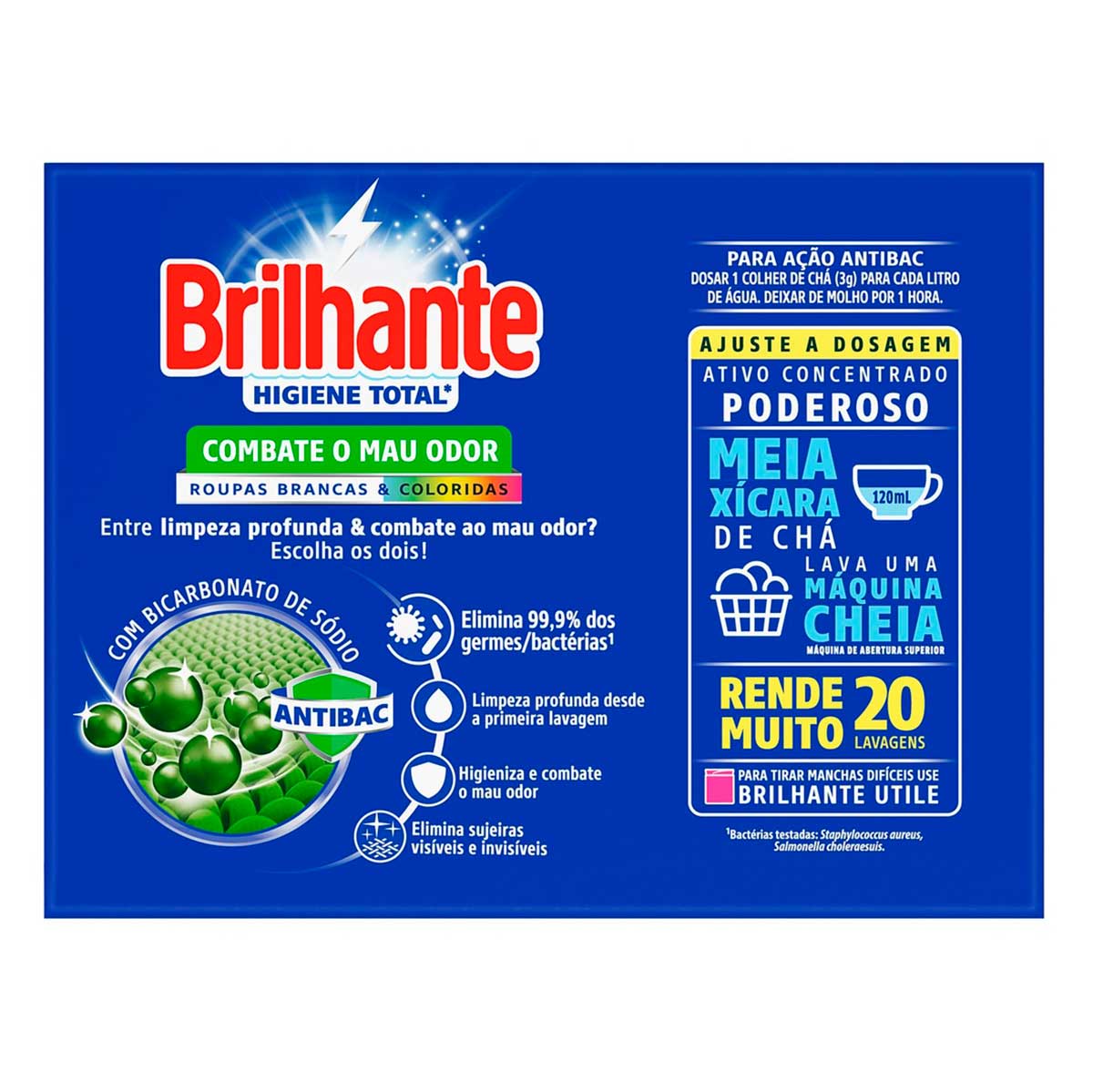 Lava-Roupas Po Roupas Brancas e Coloridas Brilhante Higiene Total Antibac Caixa 1,6kg