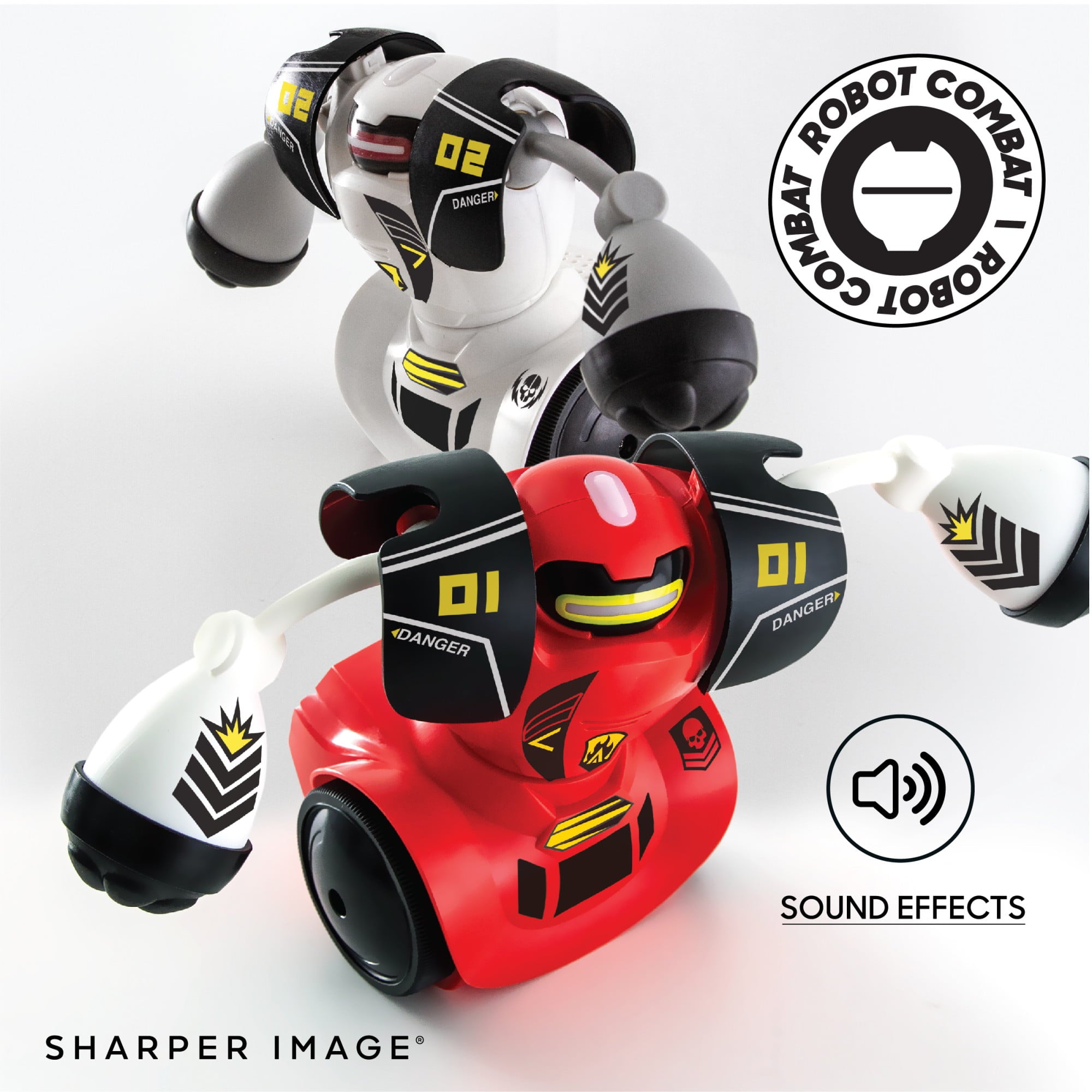 Sharper Image® Remote Control Robot Combat Set， Multiplayer RC Toy for Kids， Robo Duel Game with Infrared Controllers， Challenge a Friend， Great Gift for Boys or Girls， Red and White