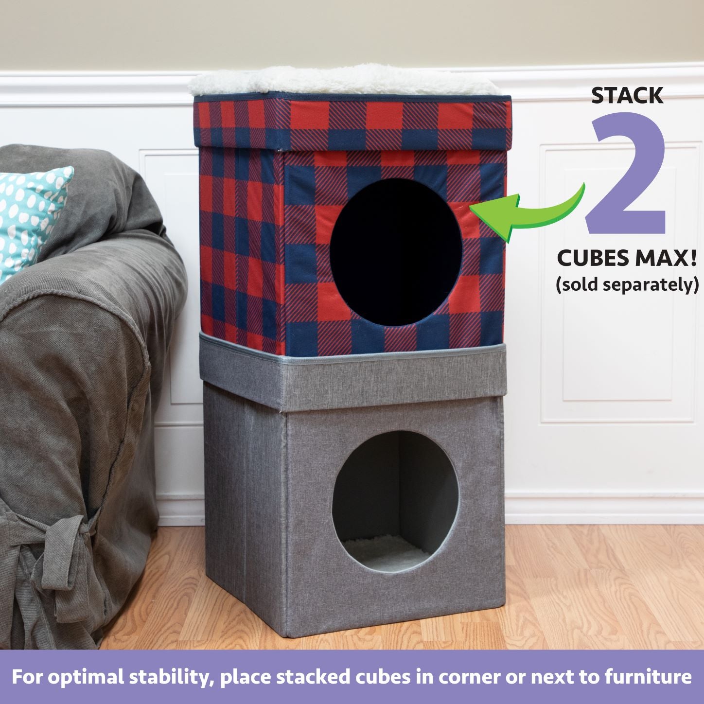 Kitty City Holiday Plaid Folding Cat Bed