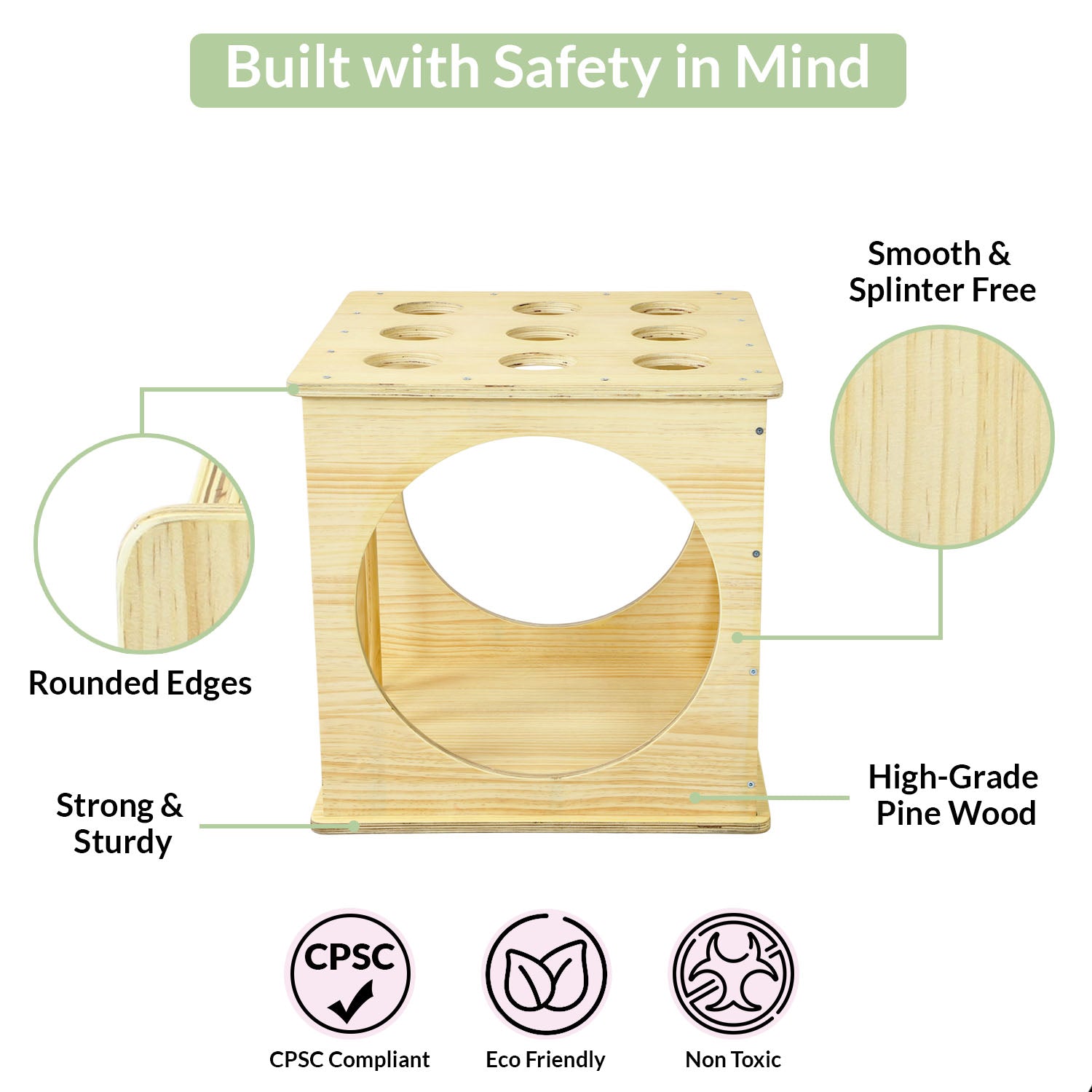 Clevr Wooden Cube Climber for Kids Toddlers Climbing Toy Activity Center Indoor