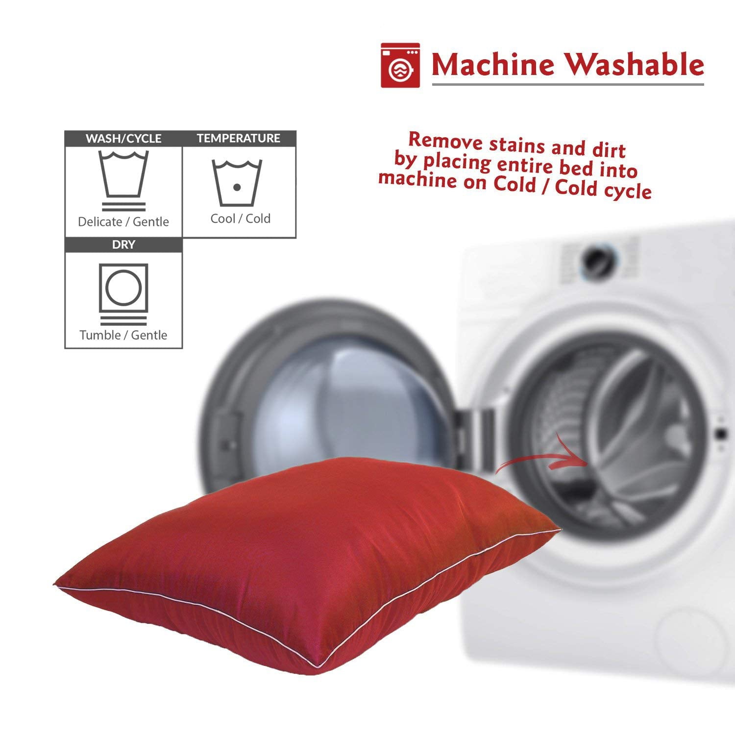 Majestic Pet Super Value Machine Washable Dog Bed， Medium， Red