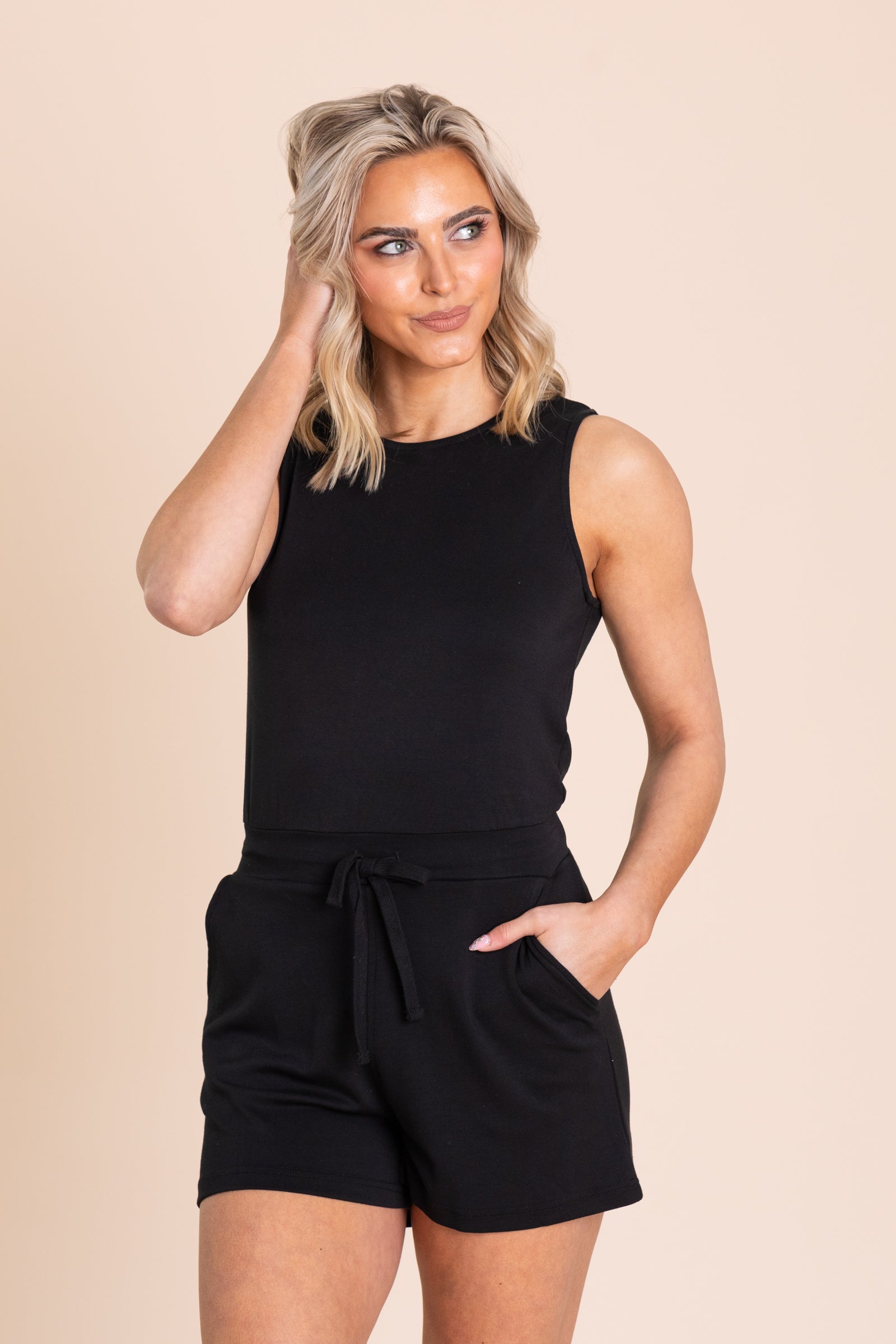 Soft Knit Drawstring Romper