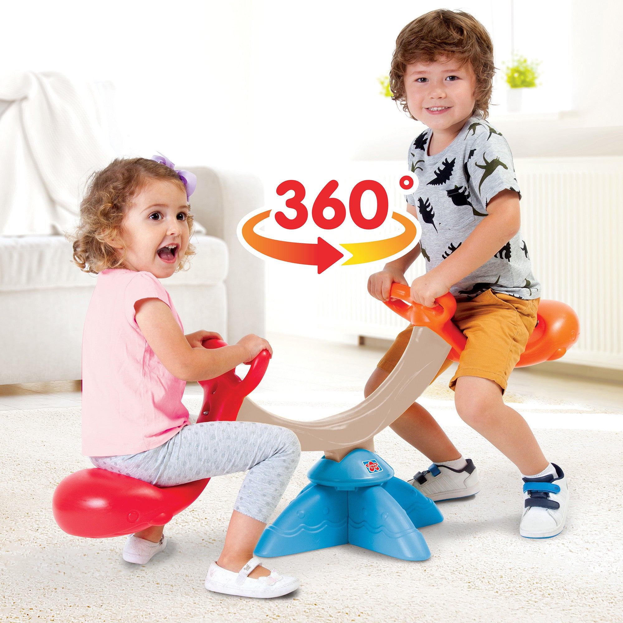 Grow'N Up: Happy Whale Seesaw - Toddler 2 Person Seesaw Toy， Indoor and Outdoor Fun， Sit and Spin 360 Degrees， Ages 2+