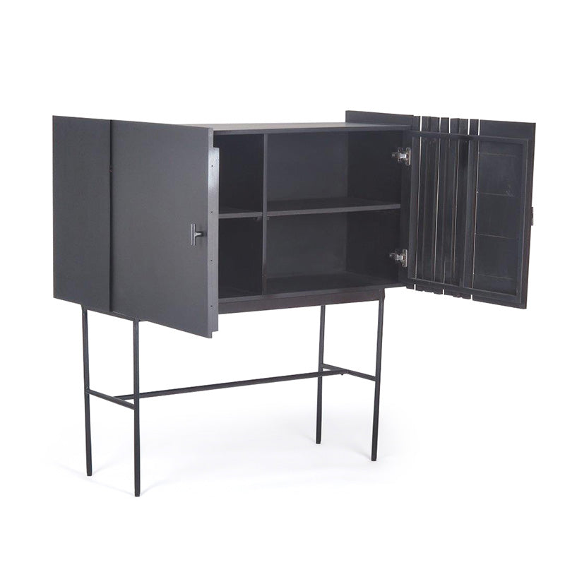 SHANTI Tall Sideboard 120cm Solid Acacia Wood - Black