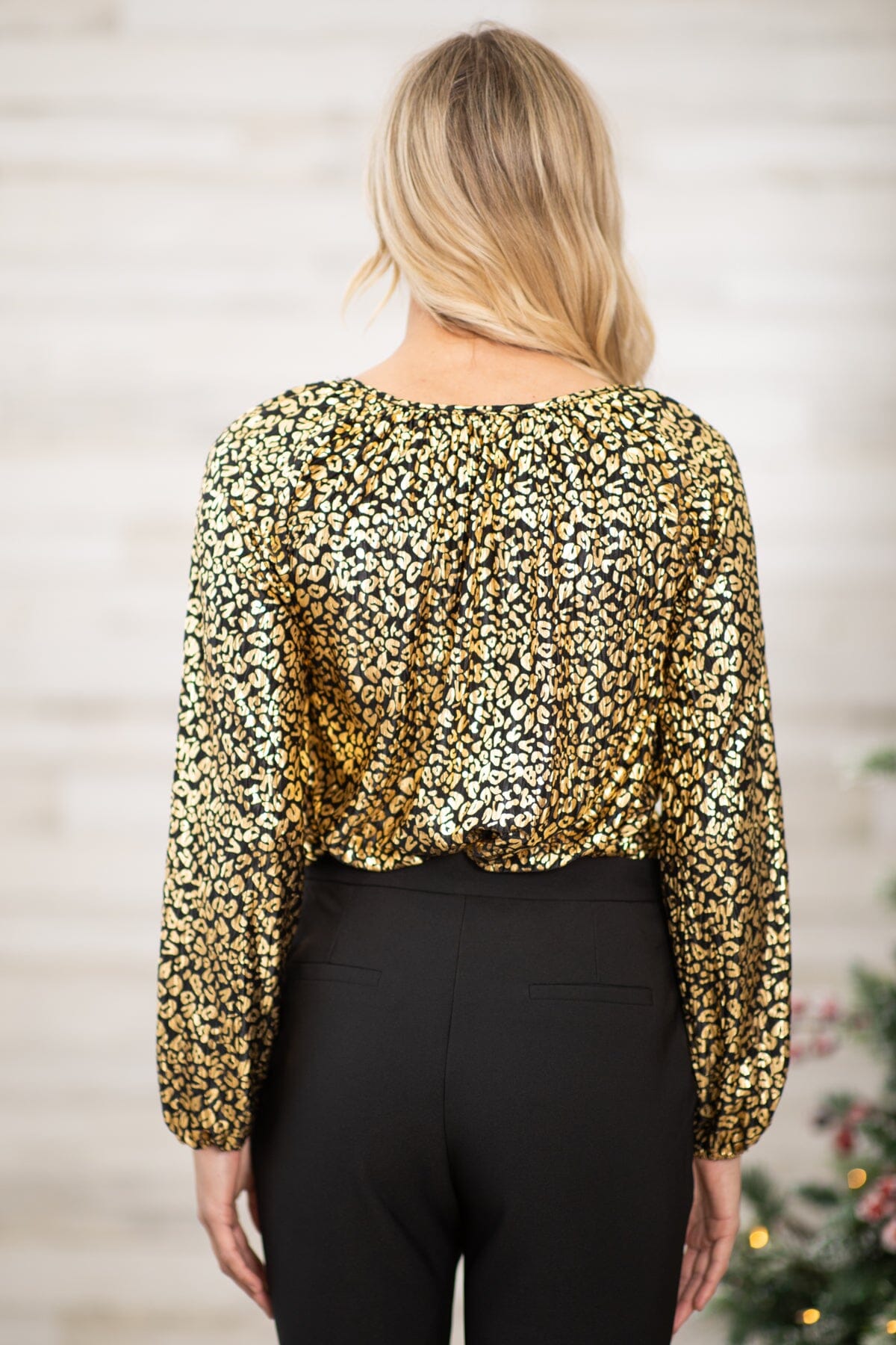 Gold and Black Metallic Animal Print Top