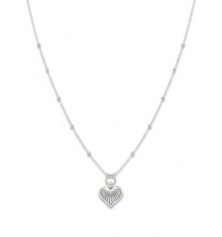 Colar Coração C/ Corrente De Bolinha