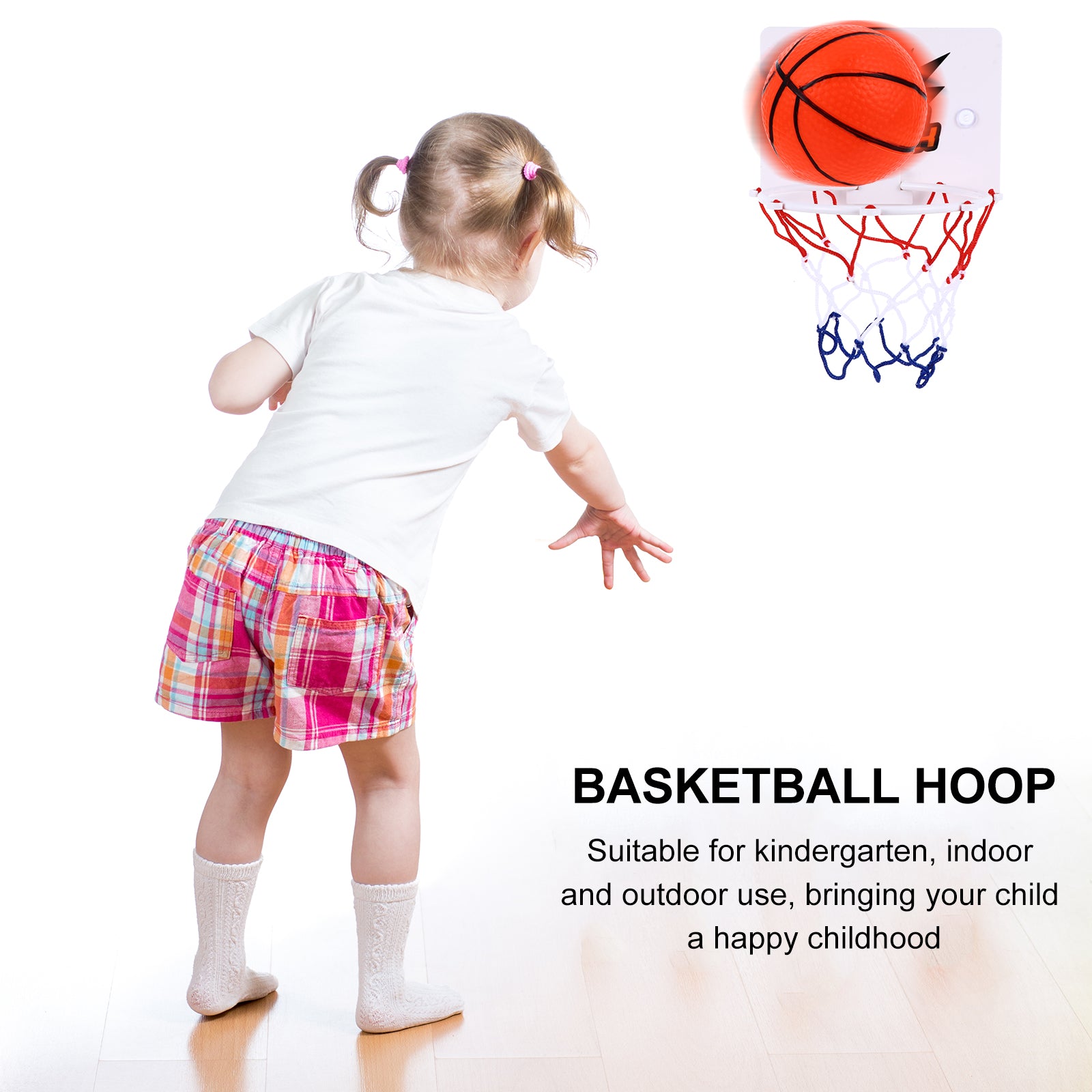 1 Set Plastic Toys Indoor Hanging Basketball Mini Basketball and Board