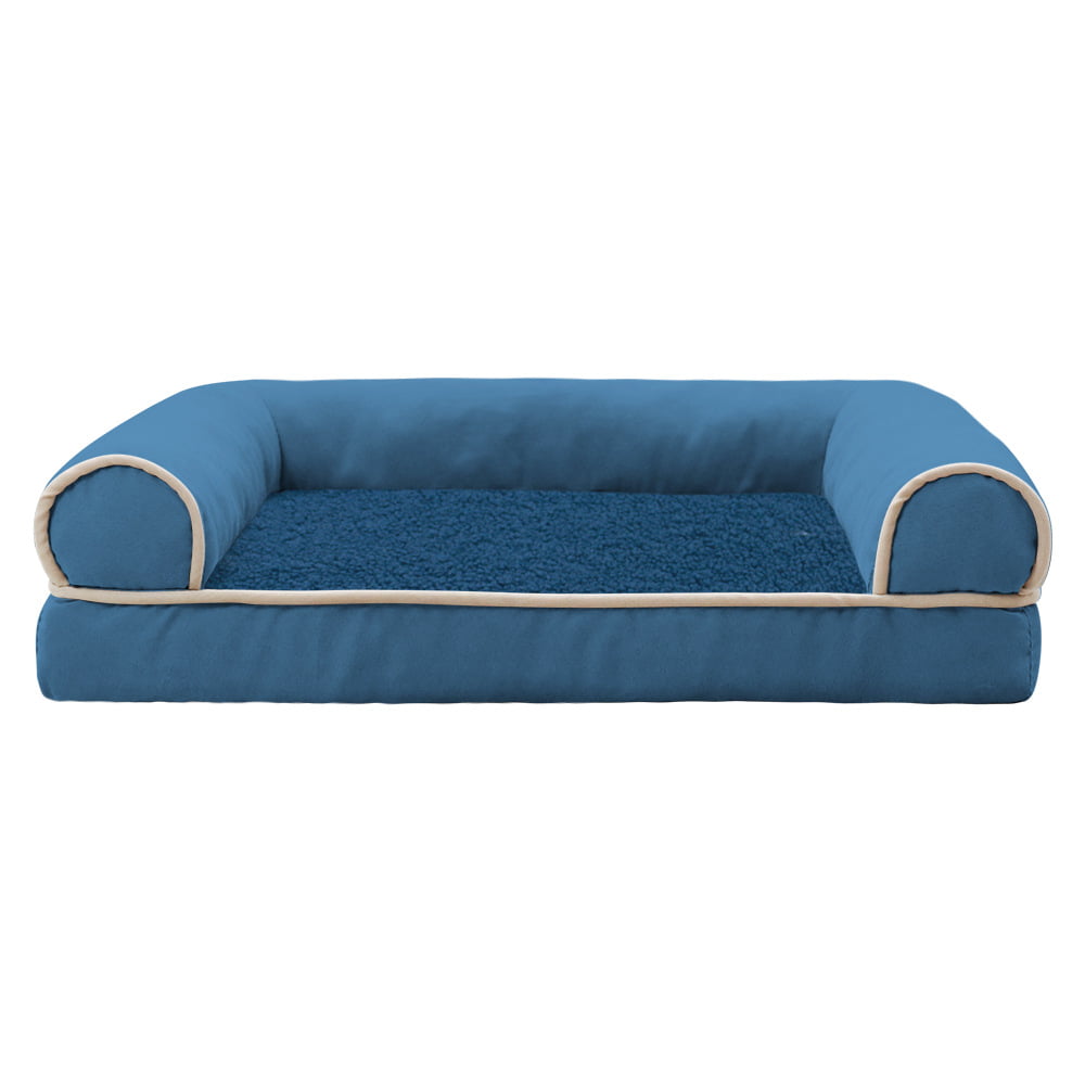 KDG PET Orthopedic Dog Bed Waterproof Pet Sofa with Removable Washable Cover，  Bolster Dog Couch for Extra Large Dogs up to100 lbs Blue