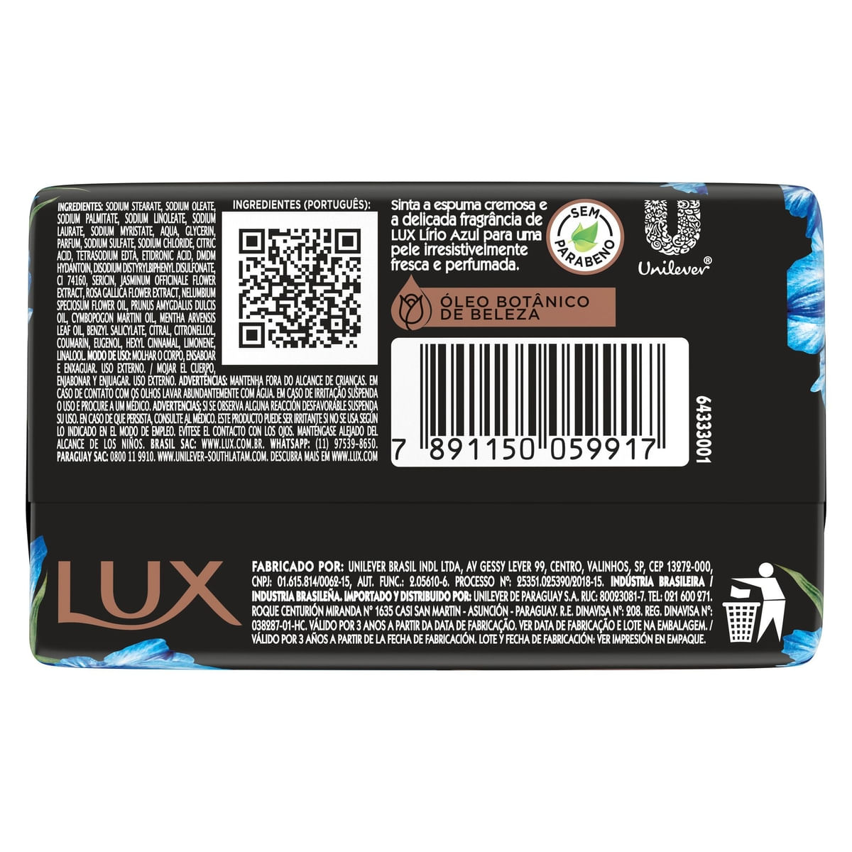 Sabonete em Barra Corporal Lux Botanicals Lirio Azul 85g