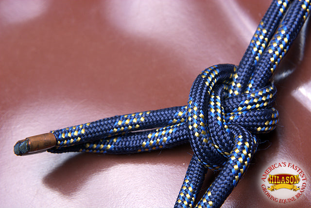 66BH Western Horse Halter 5/16 Braided Poly Rope Royal Blue Yellow Hilason